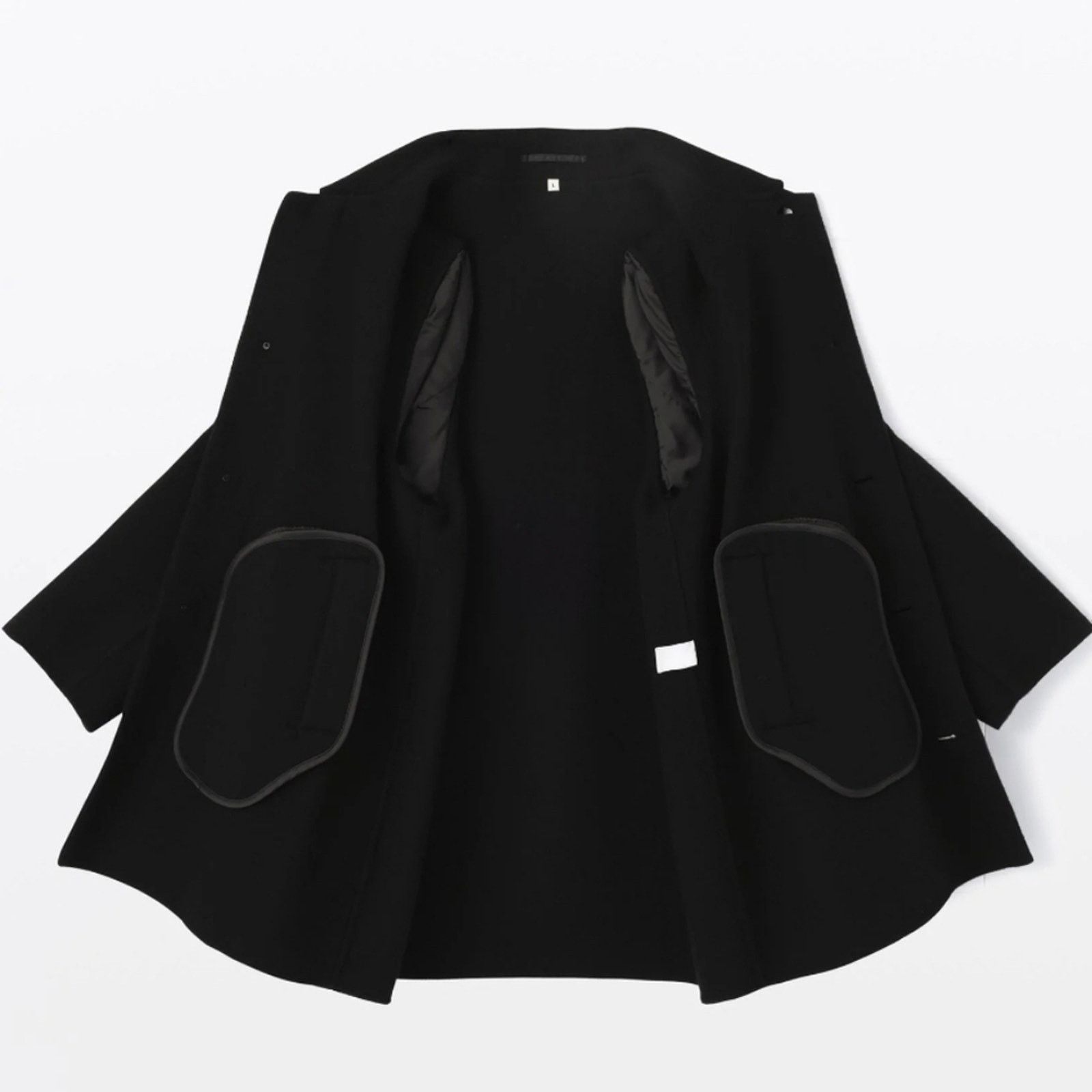 Muji MUJI Labo Cashmere Mix Soutien Collar Coat, Black, Size: L Size US L / EU 52-54 / 3 - 5 Thumbnail