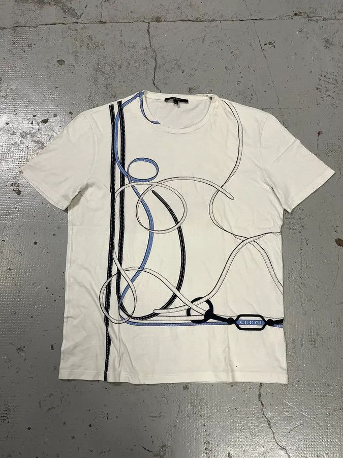 Gucci 2010s Gucci Harness Effect White T-Shirt Size US M / EU 48-50 / 2 - 1 Thumbnail