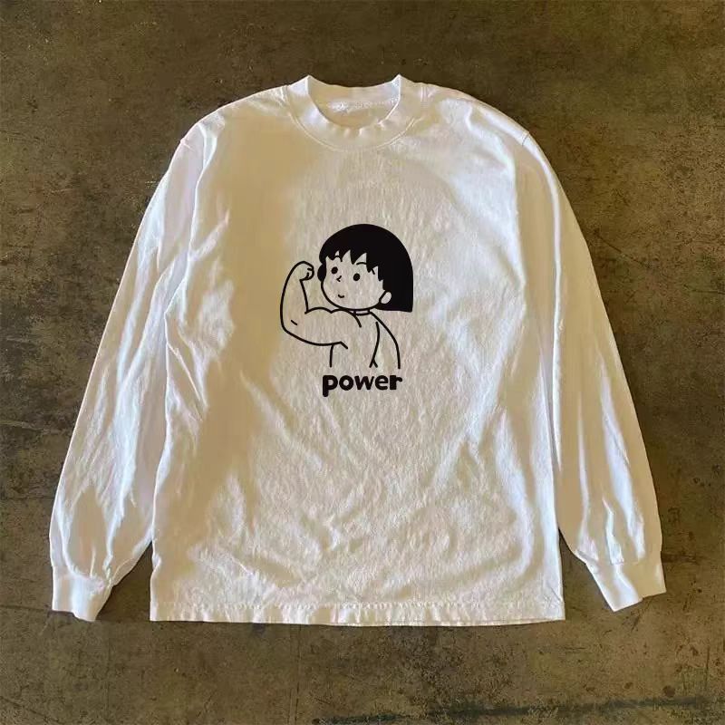 Vintage White retro cartoon print long-sleeved t-shirt Size US M / EU 48-50 / 2 - 1 Thumbnail