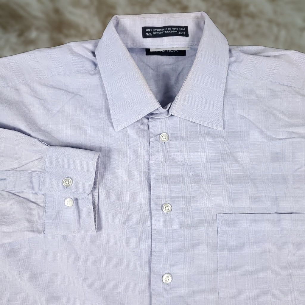 Nautica VINTAGE NAUTICA Shirt Mens Size 16.5 Blue Plaid Button-Up Long Sleeve Casual Dress Shirt (Blue) Mens Size US L / EU 52-54 / 3 - 1 Thumbnail