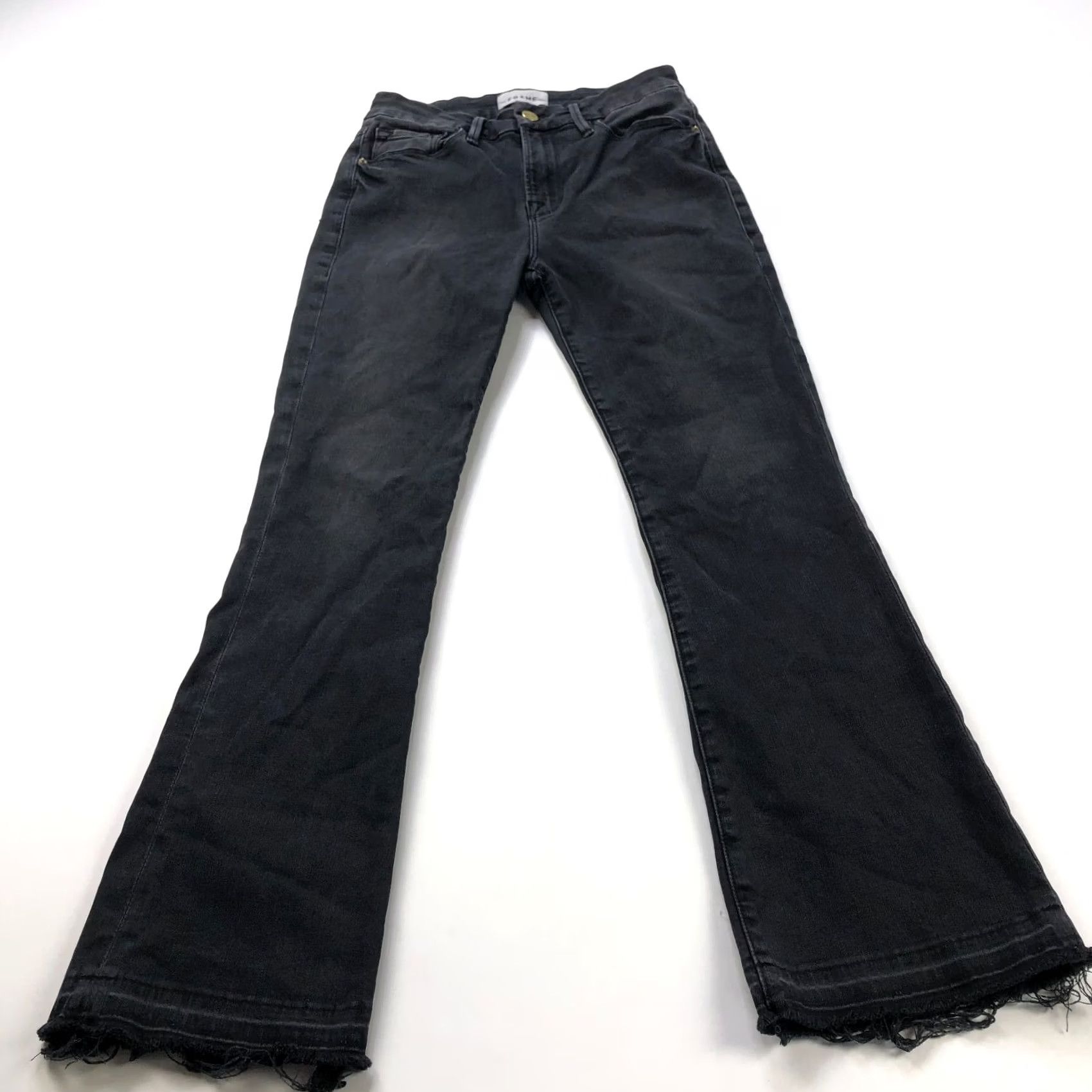 Frame FRAME Jeans Le Crop Mini Boot 26 Black Mid Rise Cut Off (Fits 26W 26L) HRJ Size 26" / US 2 / IT 38 - 3 Thumbnail