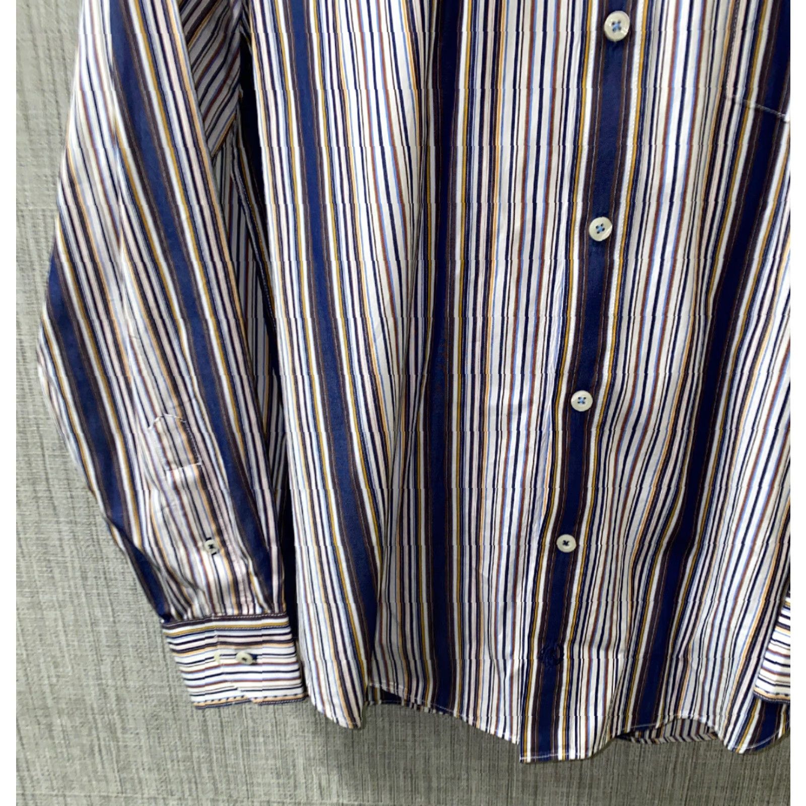 BUGATCHI Bugatchi Uomo Mens Striped Button Front Long Sleeve Shirt L Regular Cotton Multicolor Button-Up Casual Mens Shirt Size US L / EU 52-54 / 3 - 4 Thumbnail