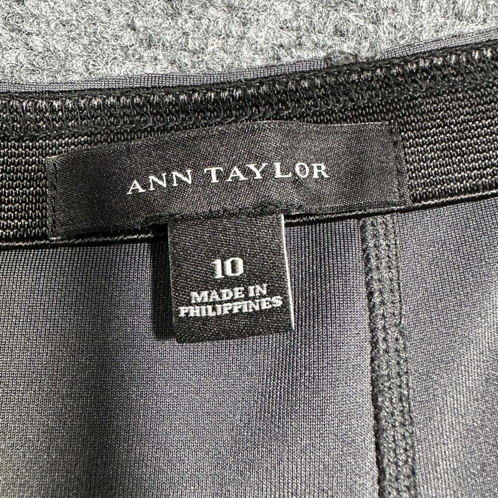 Ann Taylor Ann Taylor Skirt Women's 10 Charcoal Gray Knit Stretch Zipper A-Line Knee Length Size 32" / US 10 / IT 46 - 4 Thumbnail