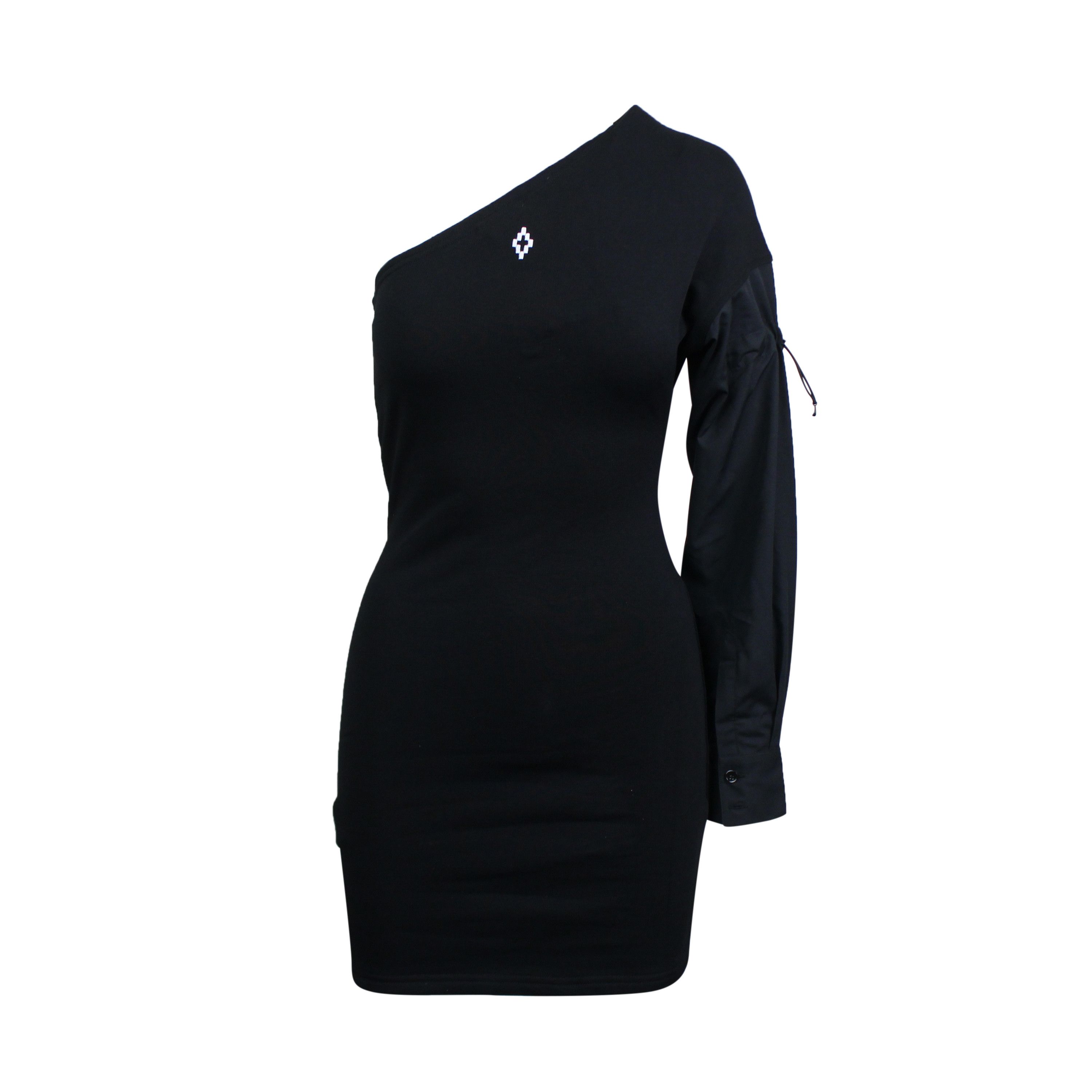 image of Marcelo Burlon Black One Shoulder 'confidential'dress Size S, Women's