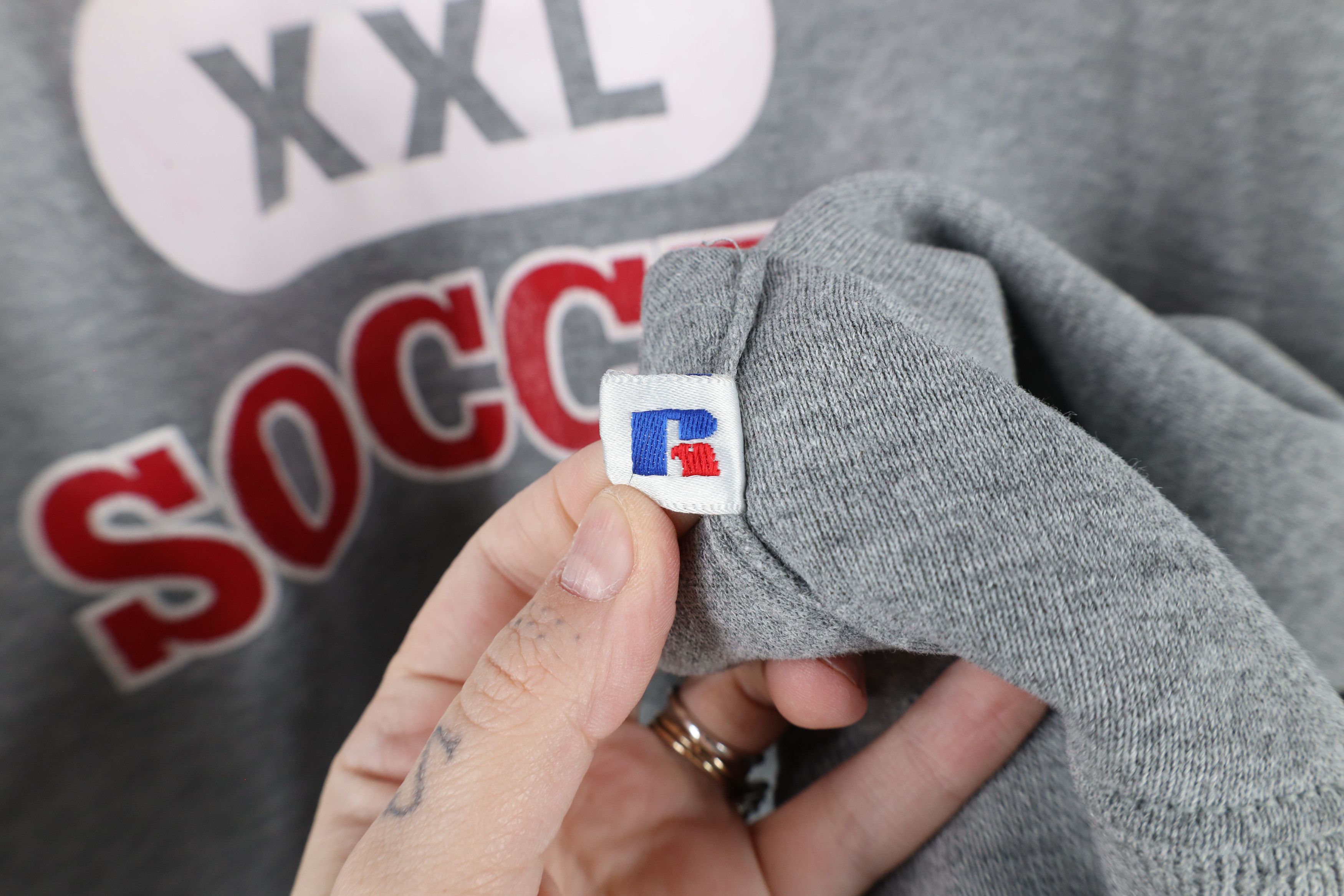 Russell Athletic × Vintage Vintage 90s Russell Athletic Soccer Hoodie Sweatshirt USA Size US L / EU 52-54 / 3 - 6 Thumbnail