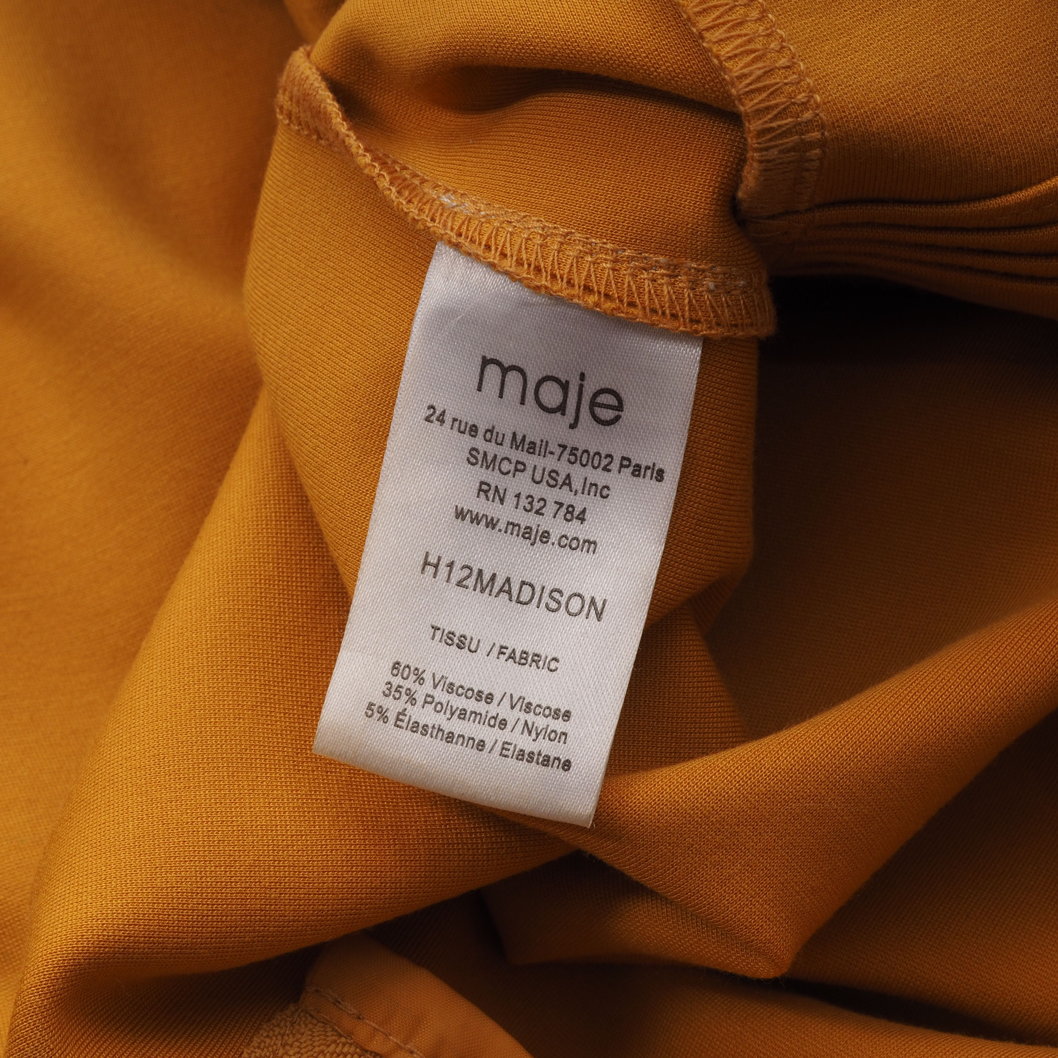 Maje Maje Madison Yellow Pleated Stretch Crepe Jersey Dress Size M / US 6-8 / IT 42-44 - 5 Thumbnail