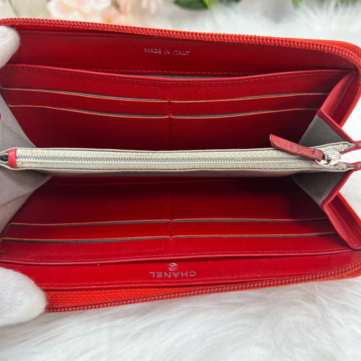 Chanel CHANEL Caviar skin Coco mark Round zipper Long wallet Orange Size ONE SIZE - 5 Thumbnail