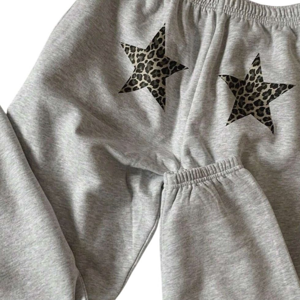 Shein Leopard and Star Print Y2K Sweatpants in Gray, Size L Size 34" / US 12 / IT 48 - 1 Thumbnail