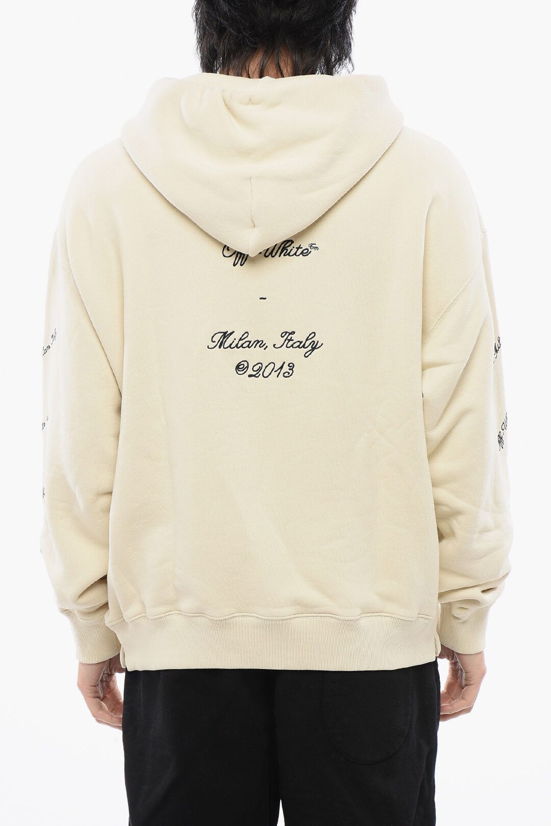 Off-White og1mm1025 Brushed Cotton 23 Logo Skate-Fit Hoodie in Beige Size US XXL / EU 58 / 5 - 2 Thumbnail