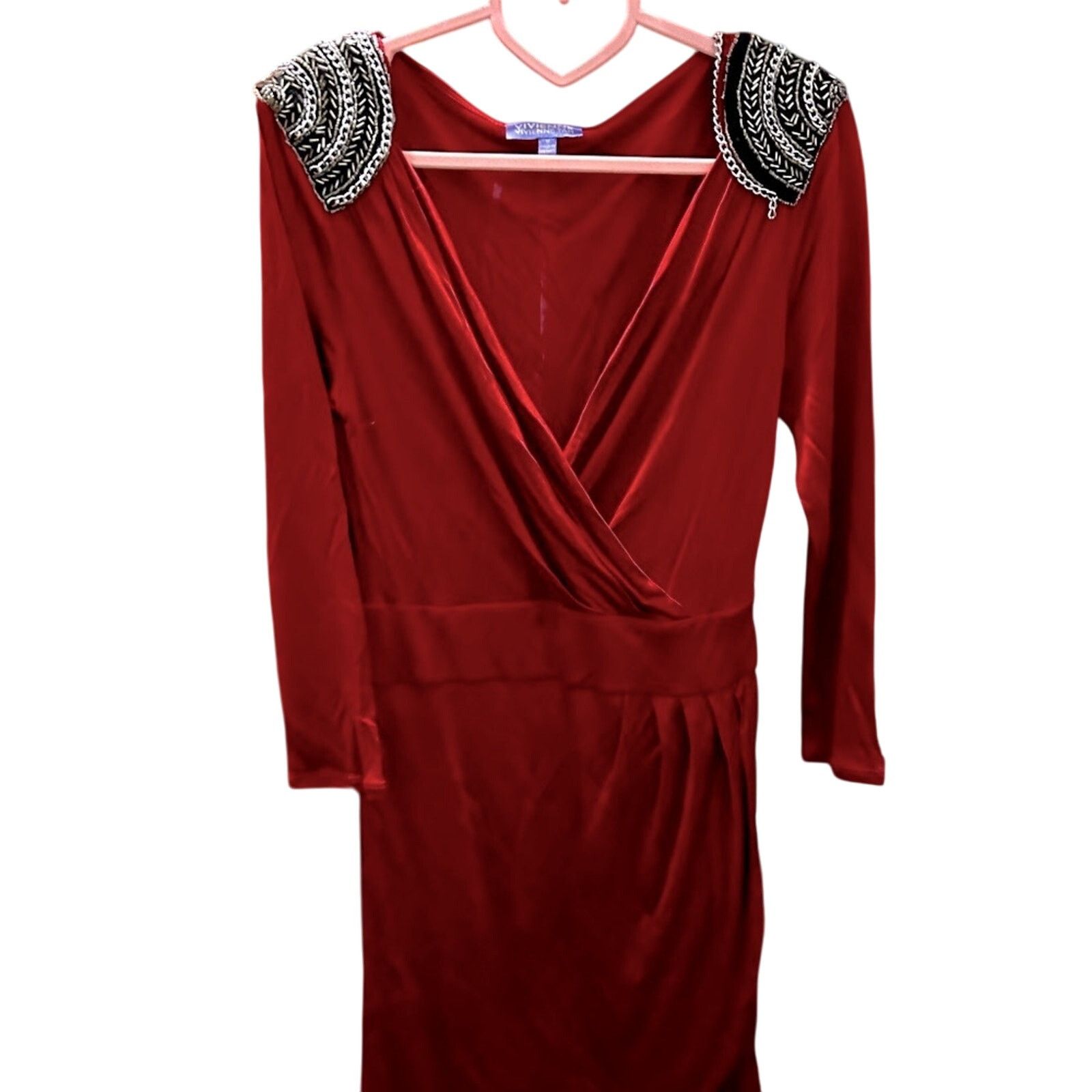 Vivienne Tam RARE! Vivienne Tam Red Faux Wrap Dress Chains Dark Fem M Size M / US 6-8 / IT 42-44 - 1 Thumbnail