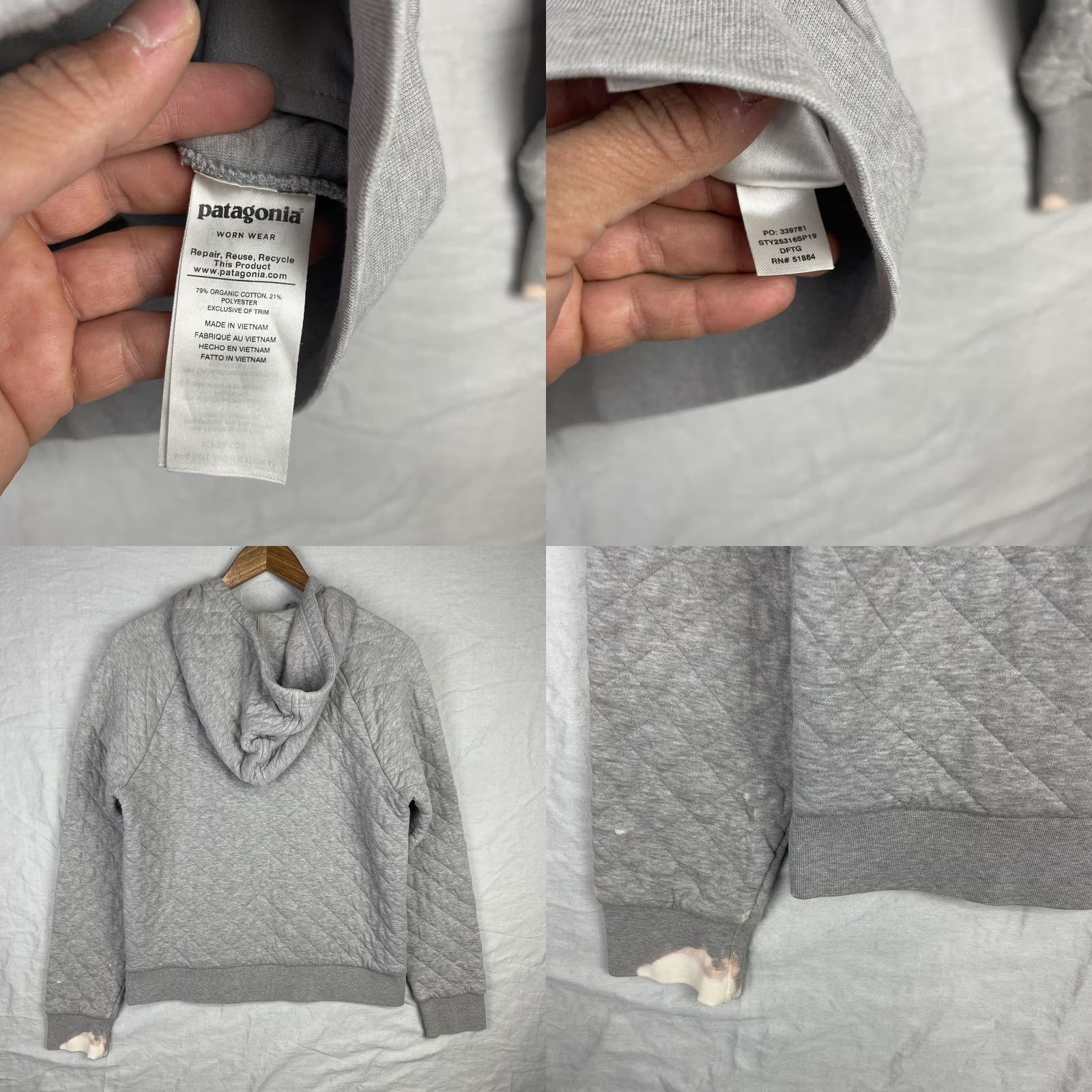 Patagonia Patagonia Hoodie Womens Small Gray Organic Cotton Full Zip Quilted Rugged Outdoor 25316 Size S / US 4 / IT 40 - 9 Thumbnail