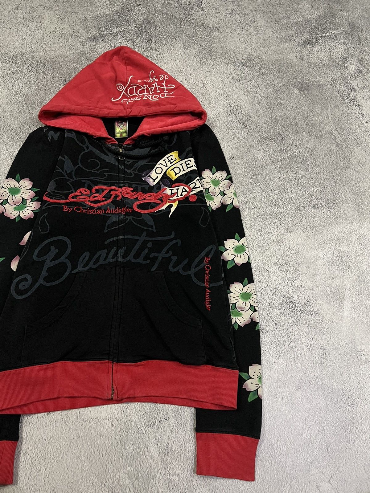 Christian Audigier × Ed Hardy × Vintage Vintage Y2k Ed Hardy Skull ☠️ All Over Print Zip Hoodie 00’s Size S / US 4 / IT 40 - 7 Thumbnail