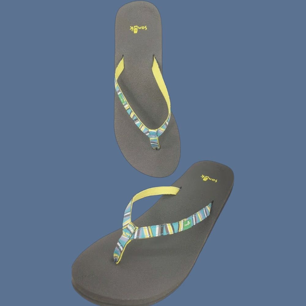 Sanuk Sanuk Women’s Flip Flops Teal Multicolor Yoga Mat Sandals Size 7 M Casual Slides Flat Cushioned Geometric Pattern Womens Size US 7 / IT 37 - 1 Thumbnail