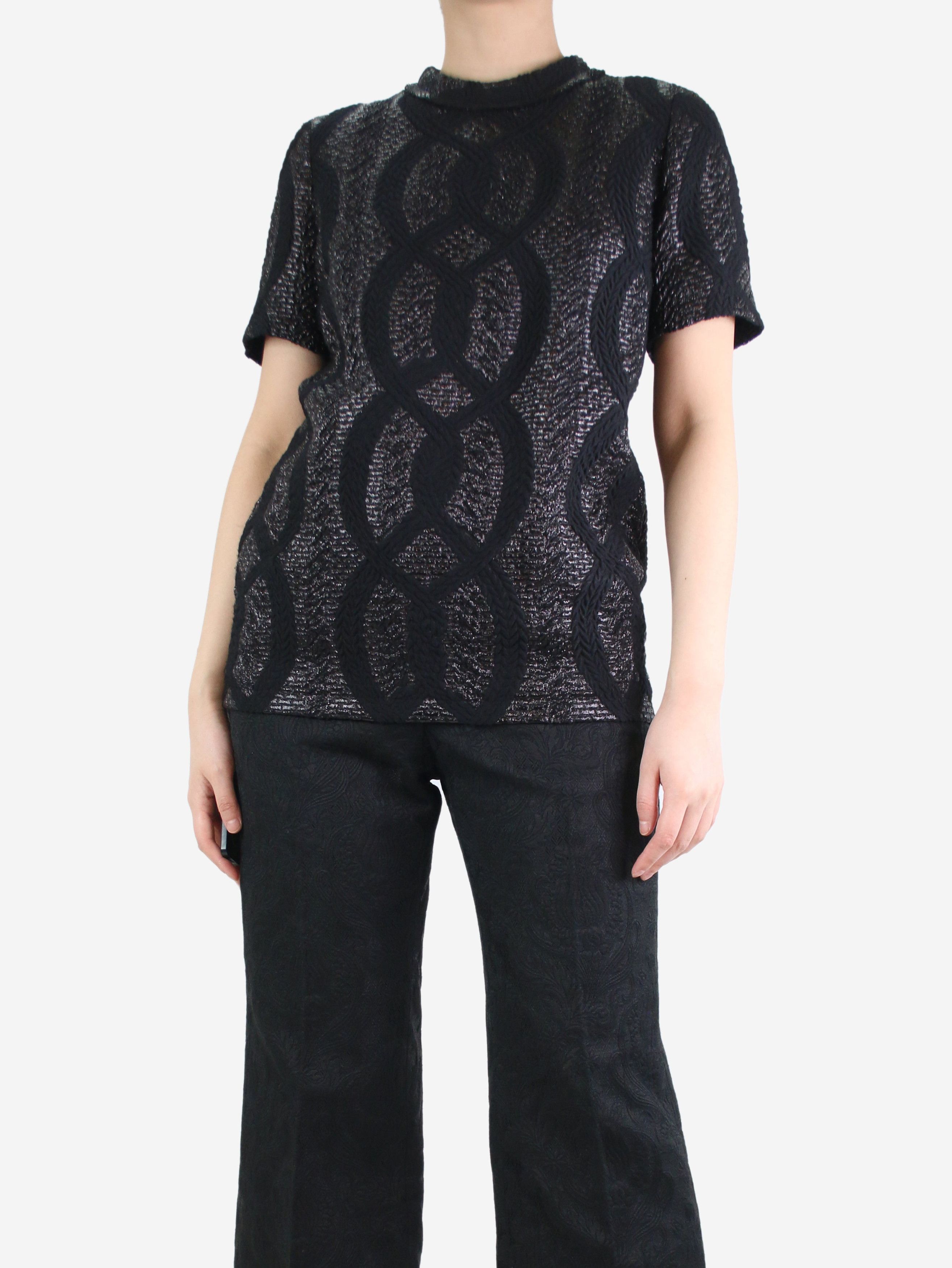 image of Lanvin Black Textured Lurex Top - Size Uk 8, Women's