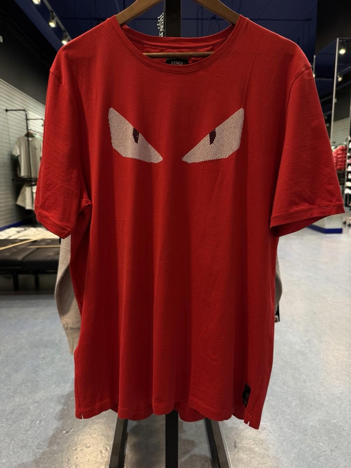 Fendi FENDI Men's Size- (58) Red Cotton Silver Eyes T-Shirt $700 Size US XL / EU 56 / 4 - 7 Thumbnail