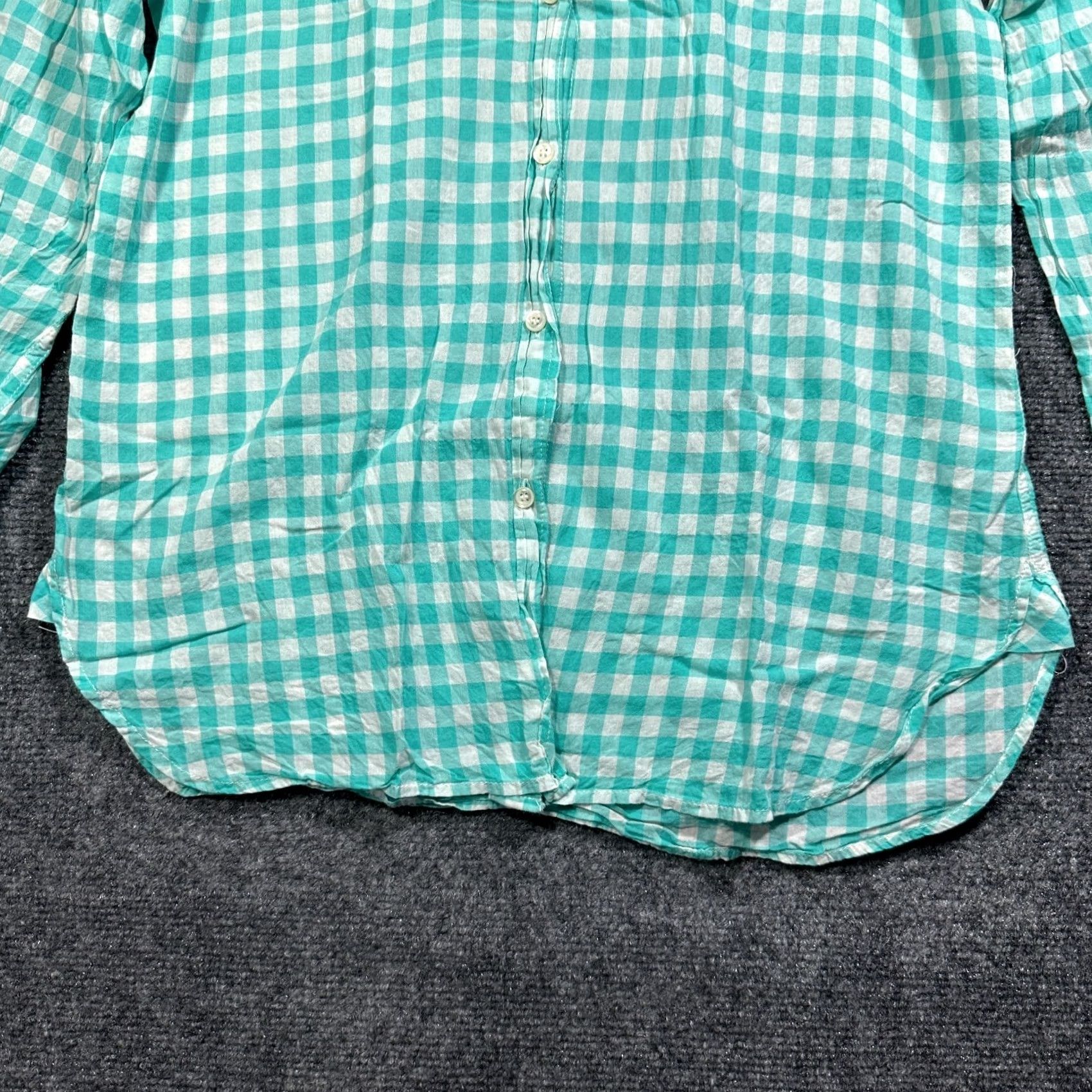 J.Crew J Crew Womens Shirt Green Gingham Check Cotton Stretch Long Sleeve Button Size 4 Size S / US 4 / IT 40 - 2 Thumbnail