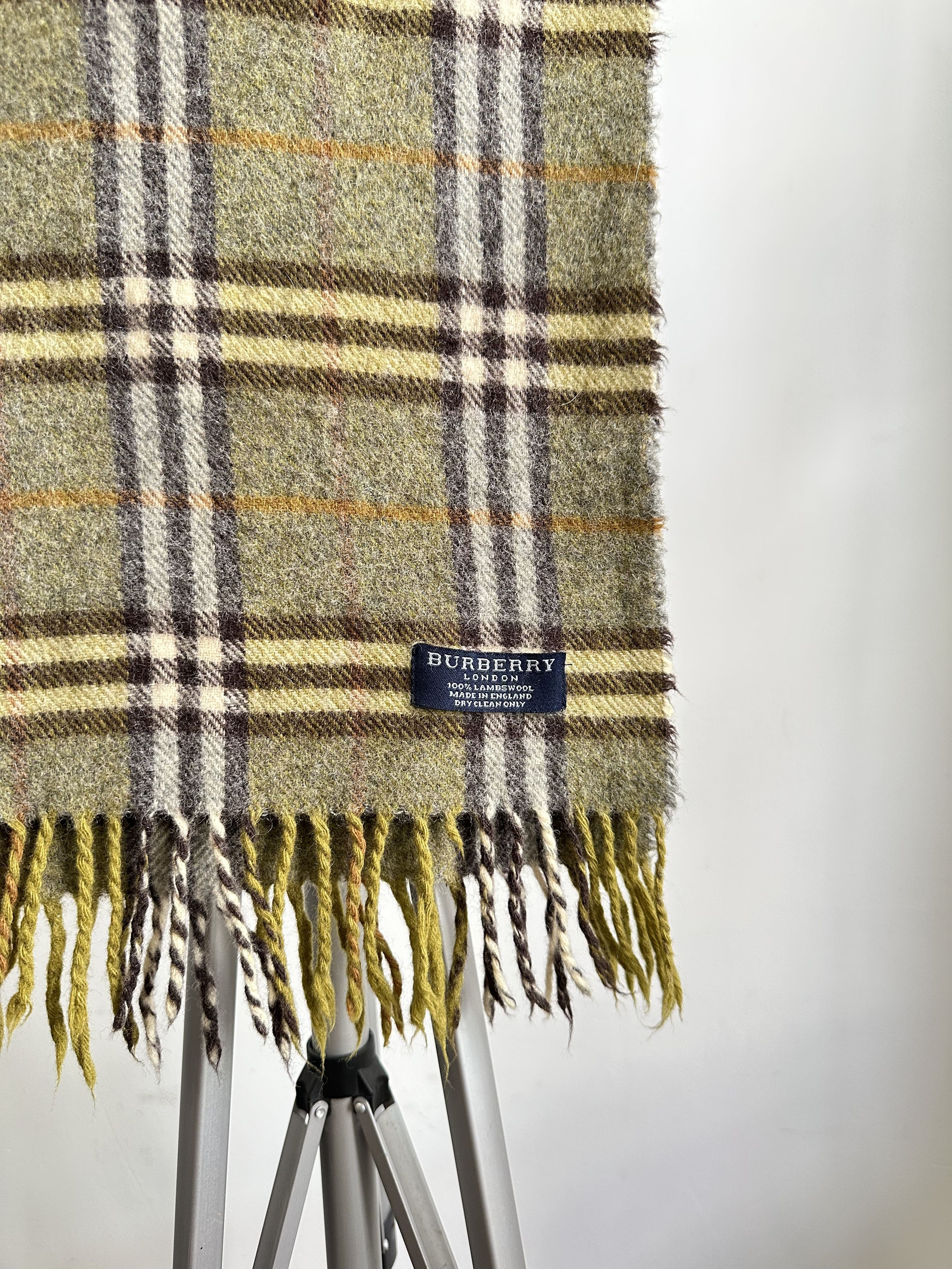 Burberry Burberry Green Ckeckered Wool Scarf Made In England Size ONE SIZE - 3 Thumbnail