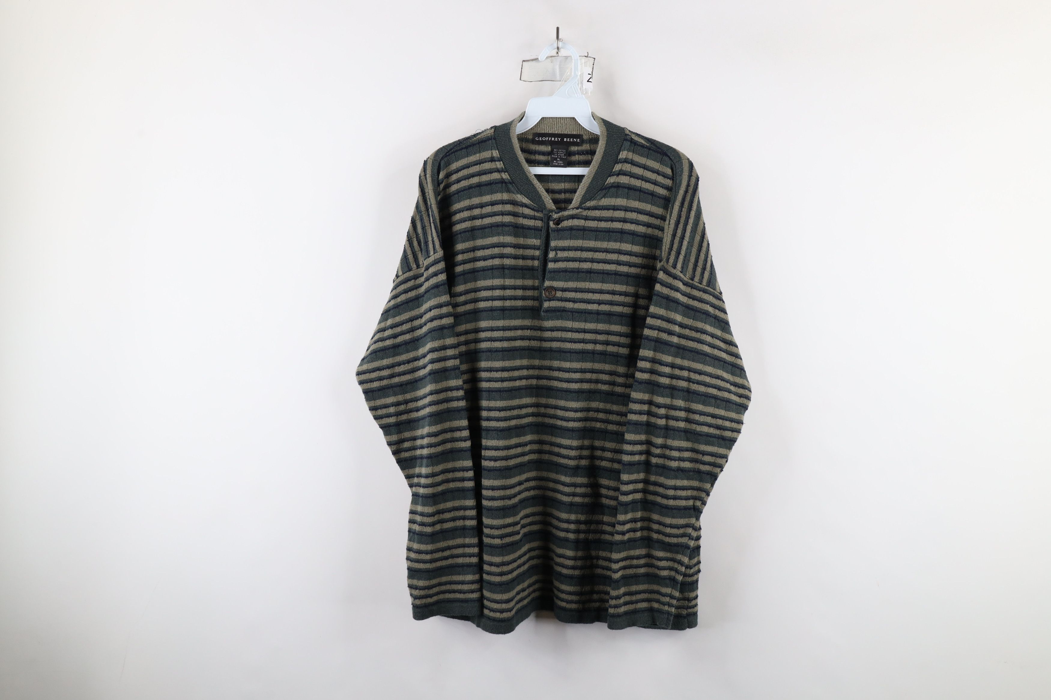 Vintage Vintage 90s Streetwear Block Lightweight Knit Henley Sweater Size US XL / EU 56 / 4 - 1 Thumbnail