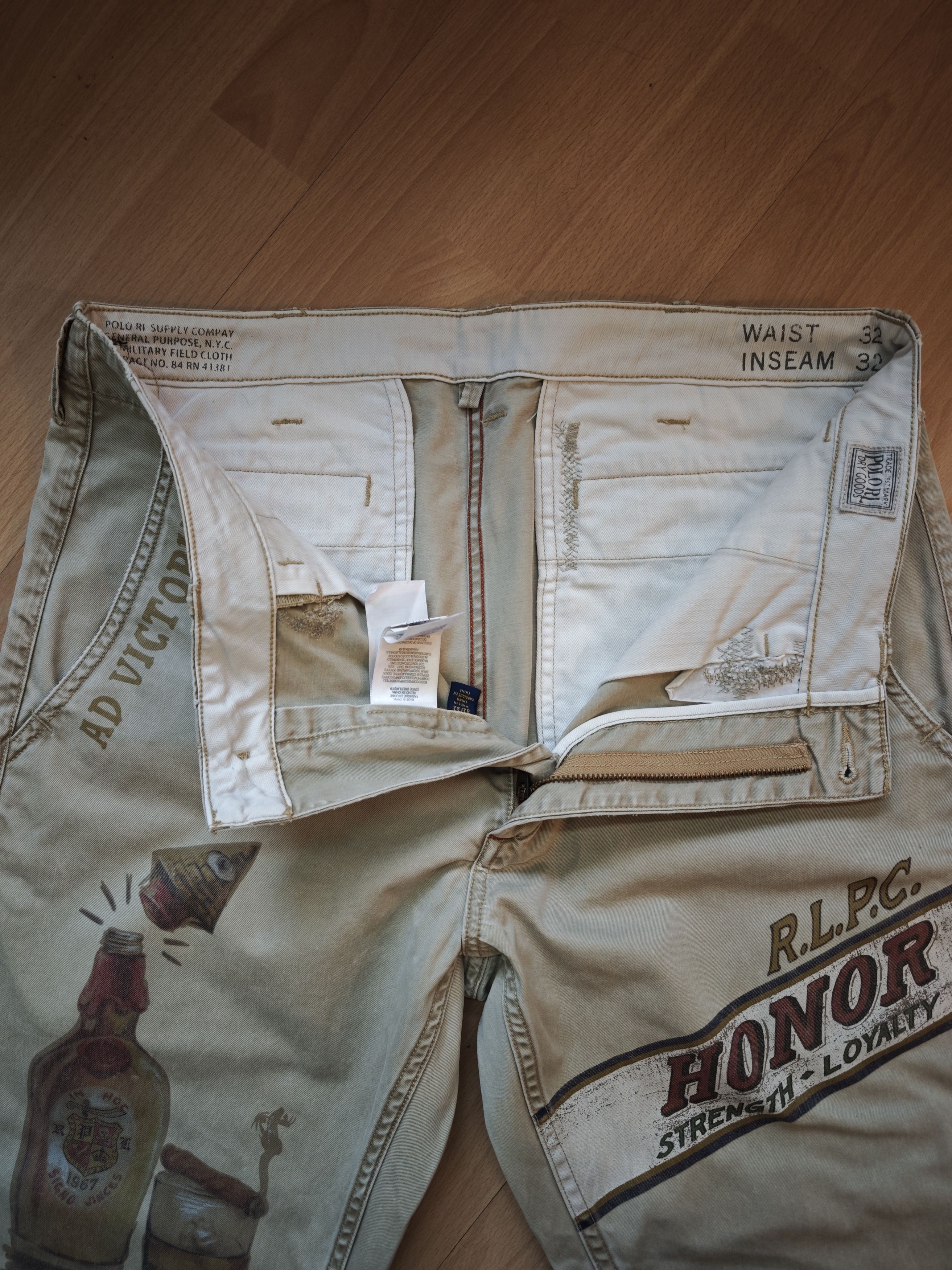 Polo Ralph Lauren BANNED PRL Chino Graphique Droit - RARE Phi Beta Sigma Edit. Size US 32 / EU 48 - 3 Thumbnail
