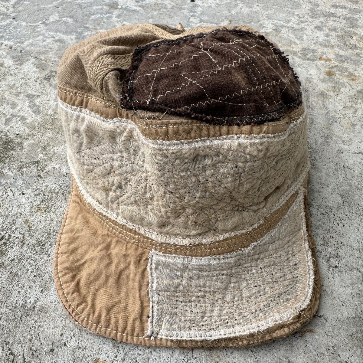 Kapital Sahara Desert Boro Sashiko Patchwork Trashed Conductor hat Size ONE SIZE - 11 Thumbnail