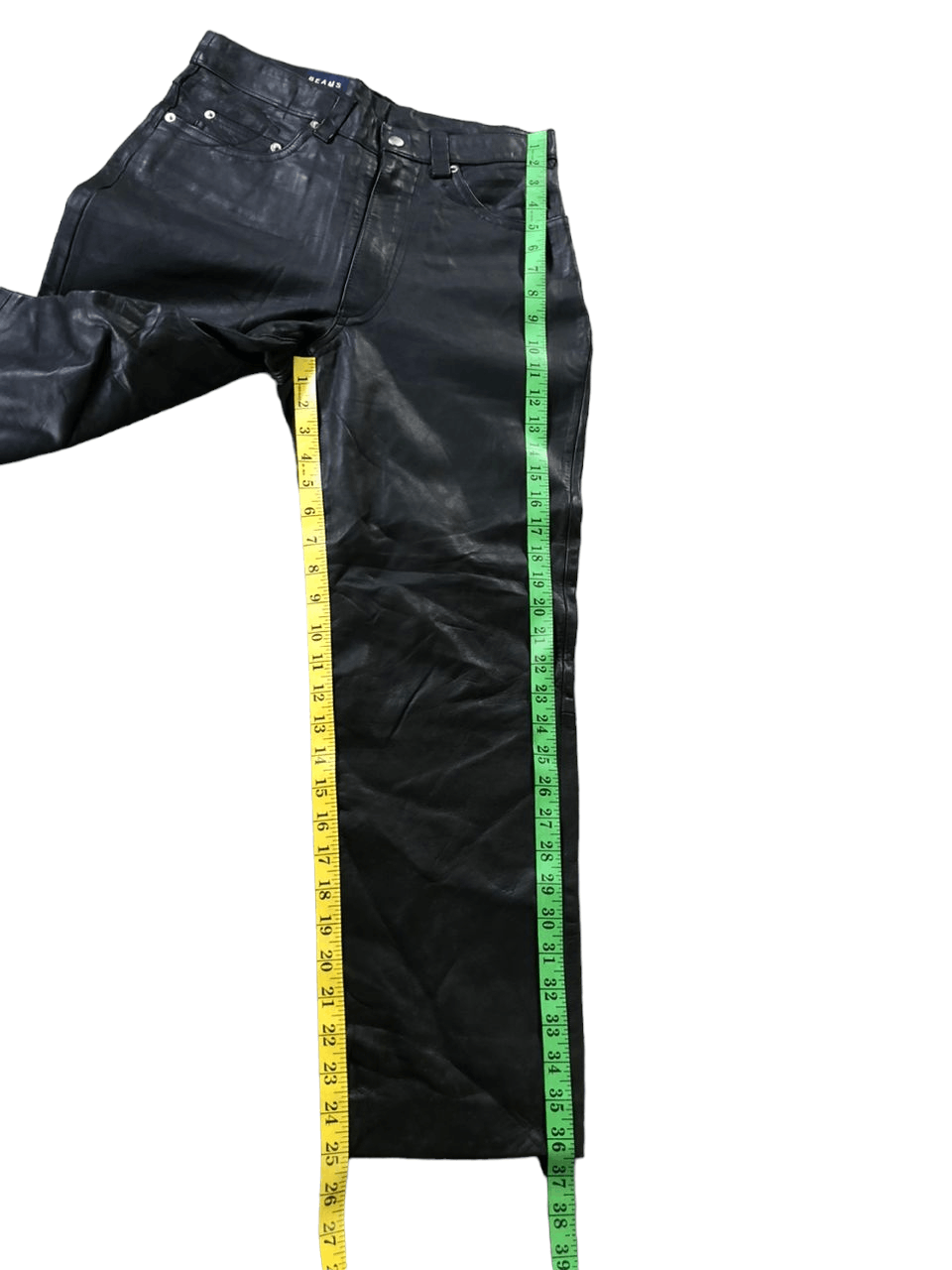 Beams Plus Rare💥Beams black Cowhide Leather Pants Size US 29 - 19 Thumbnail