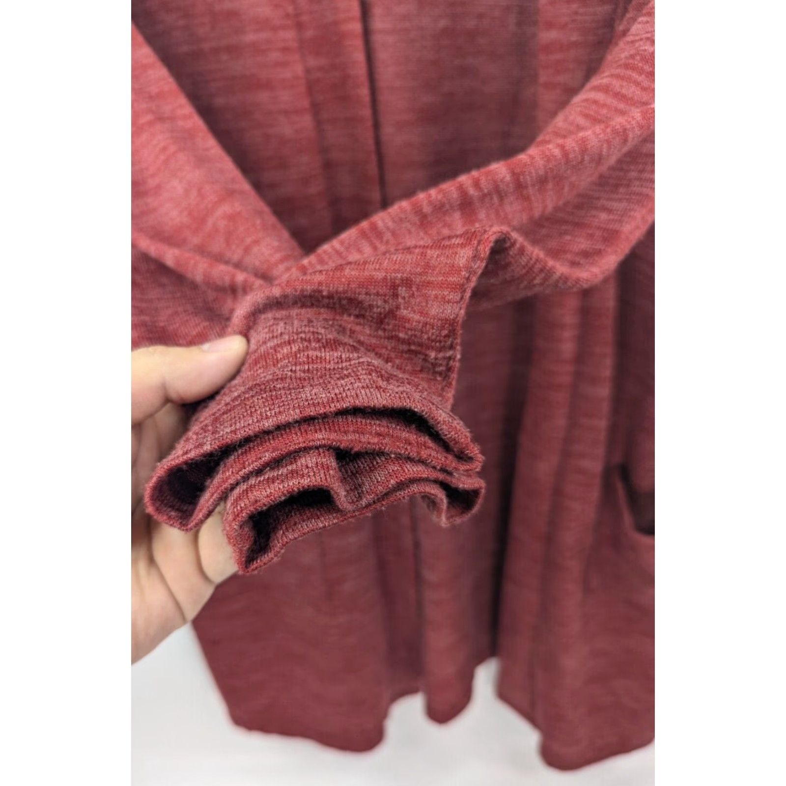 Vintage Kathy Ireland Cardigan Sweater Women's M Burgundy Open Front Pockets Shirt/ Sweater? Size M / US 6-8 / IT 42-44 - 2 Thumbnail