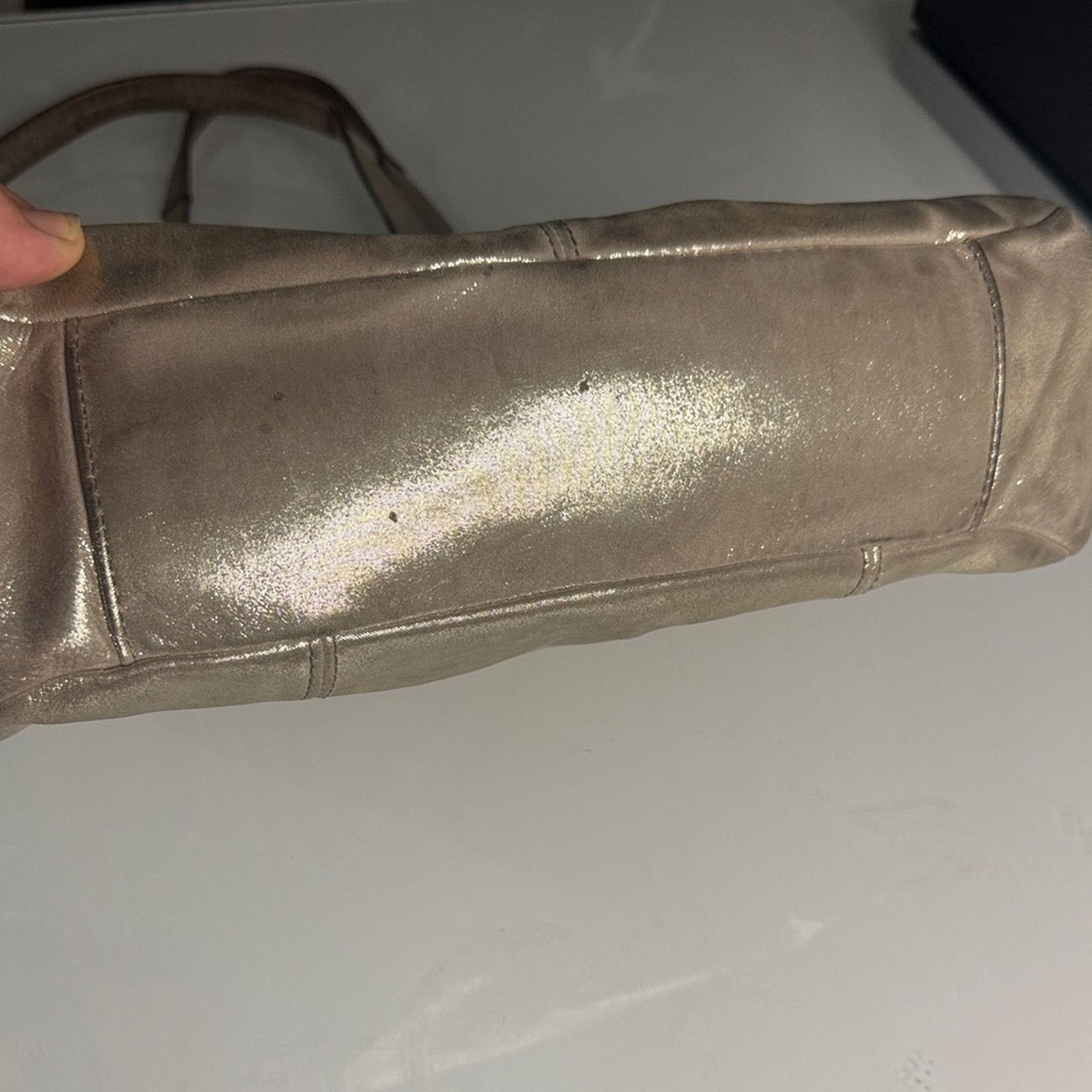 Coach Coach Metallic Leather Tote Bag – Champagne Gold Size ONE SIZE - 3 Thumbnail