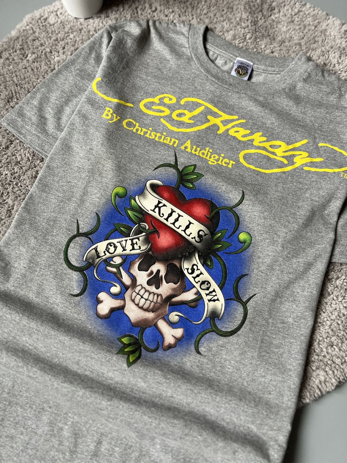 Ed Hardy × Vintage Vintage Ed Hardy Kill Love Brilliant T shirt Y2k Style Size US L / EU 52-54 / 3 - 3 Thumbnail