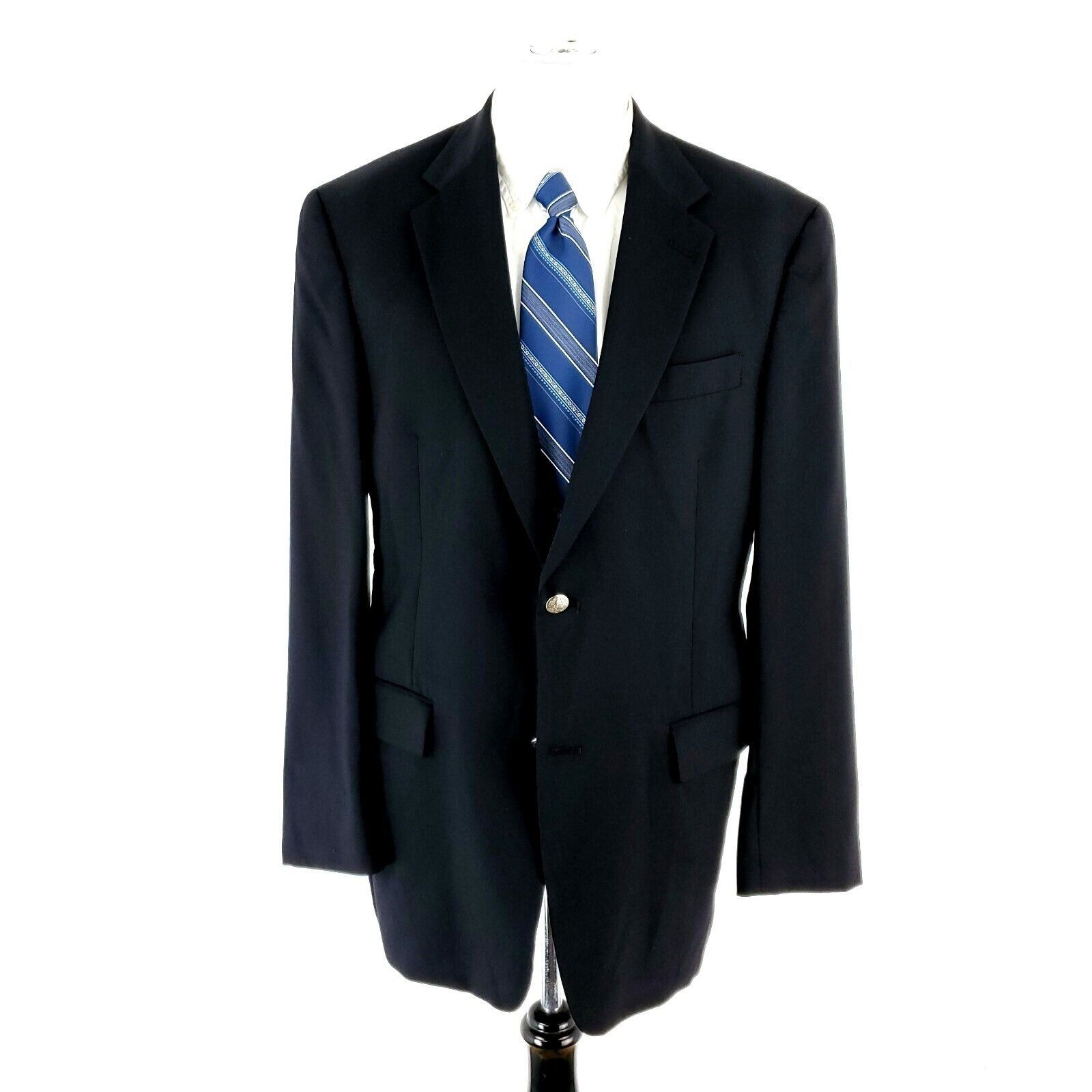 Hart Schaffner Marx Hart Schaffner Marx 1887 Wool 2 Silver Button Blazer 40R Bla Size 40R - 3 Thumbnail