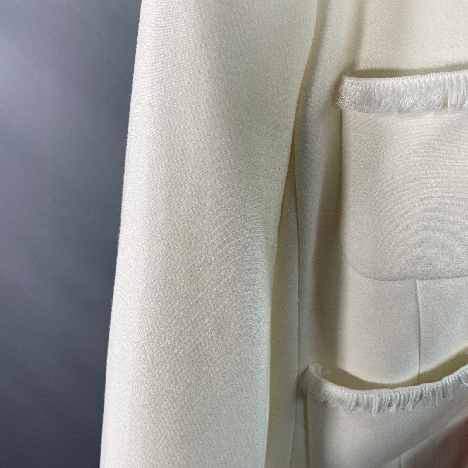 L'AGENCE 8 White Polyester Woven Cropped Open Front Jacket Blazer Size M / US 6-8 / IT 42-44 - 7 Thumbnail