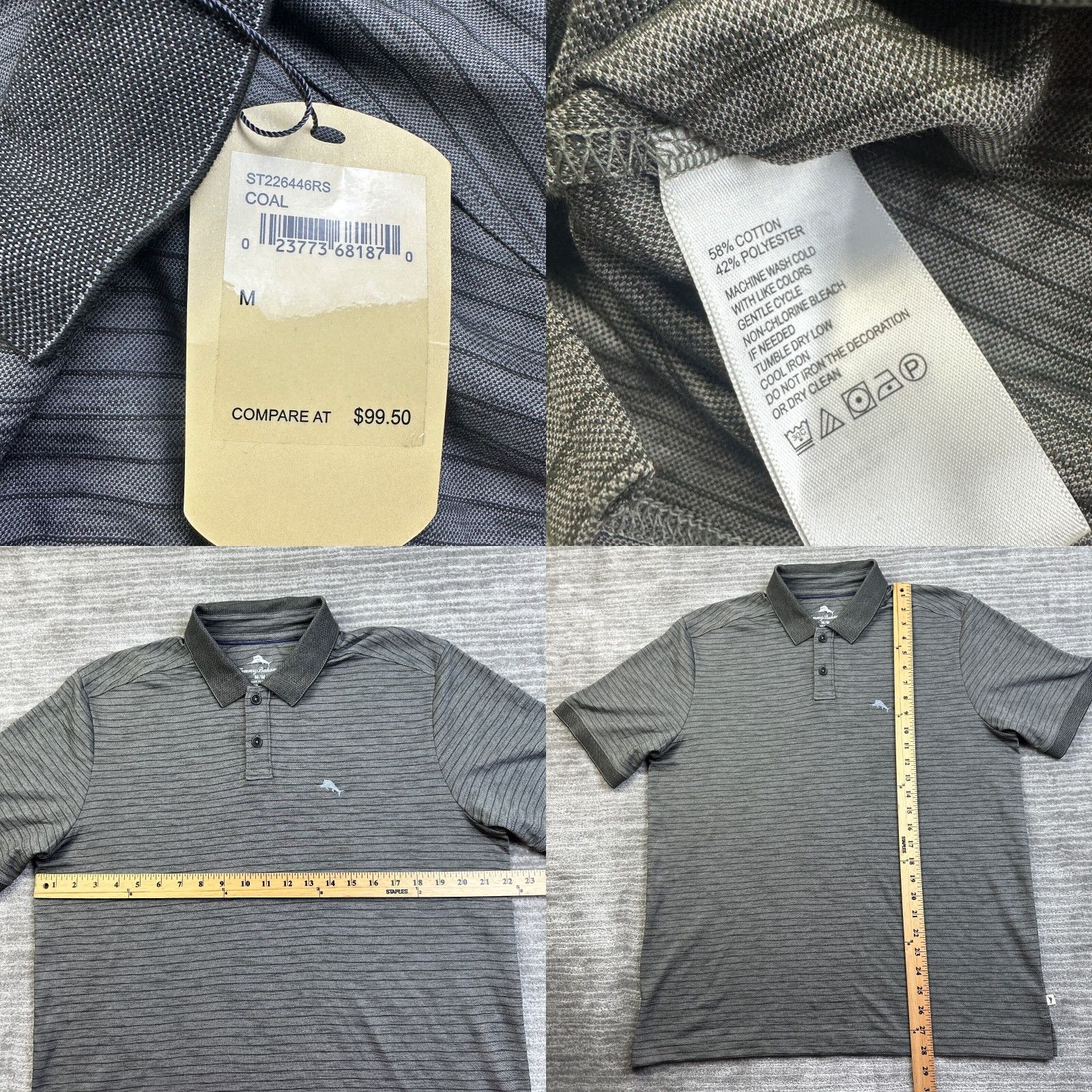 Tommy Bahama Tommy Bahama Polo Shirt Medium Gray Striped Casual Marlin Mens Size US M / EU 48-50 / 2 - 8 Thumbnail