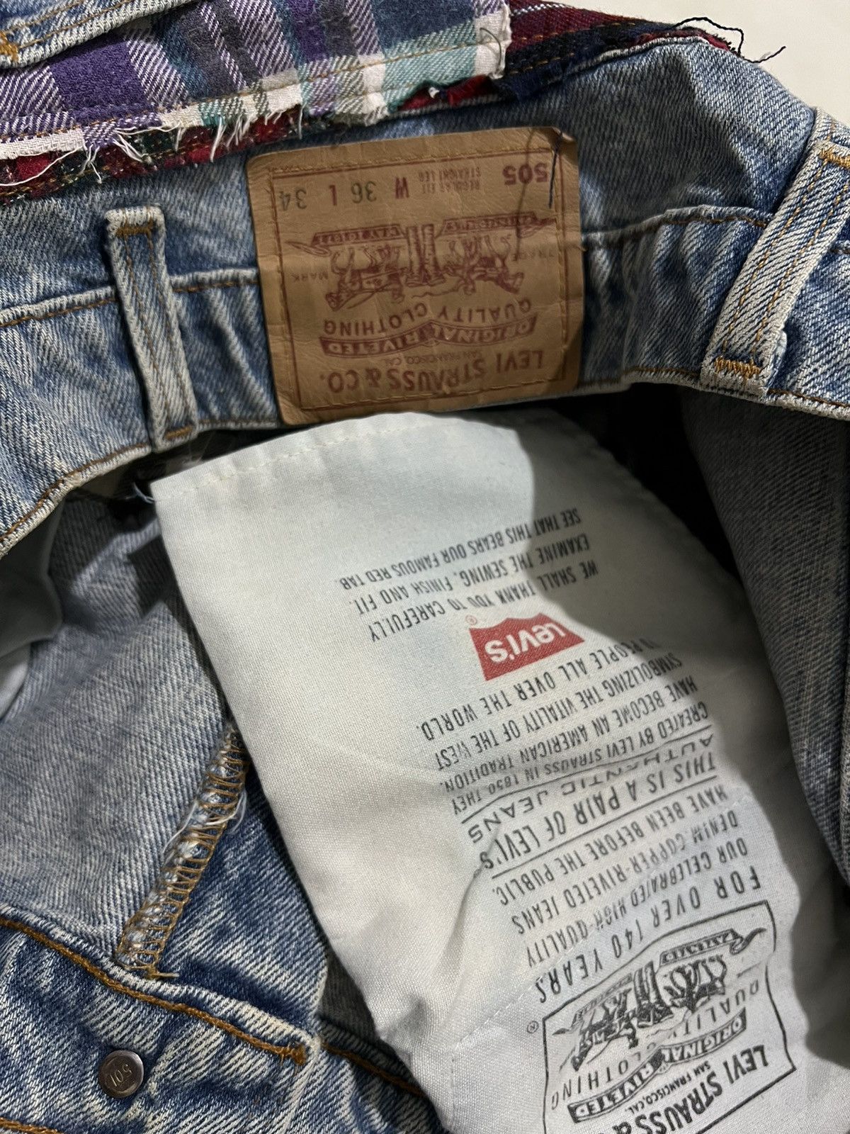 Levi's 90s Levis 505 patchwork flannel Regular denim pants Size US 34 / EU 50 - 11 Thumbnail