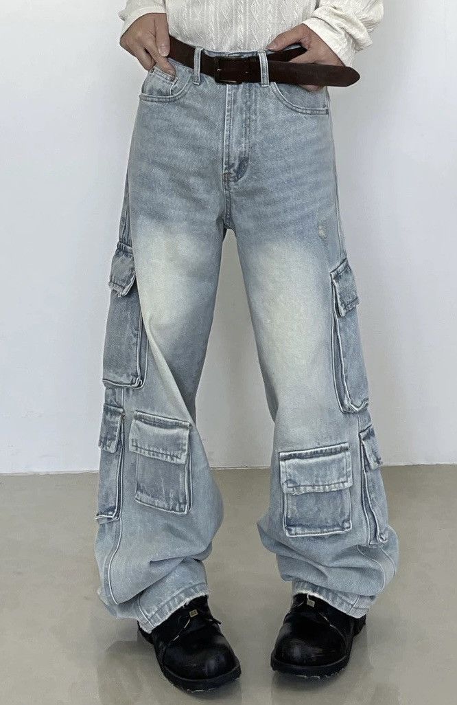 Japanese Brand × Jean Multi pocket utility grunge washed cargo loose fit jeans Size US 33 - 2 Thumbnail