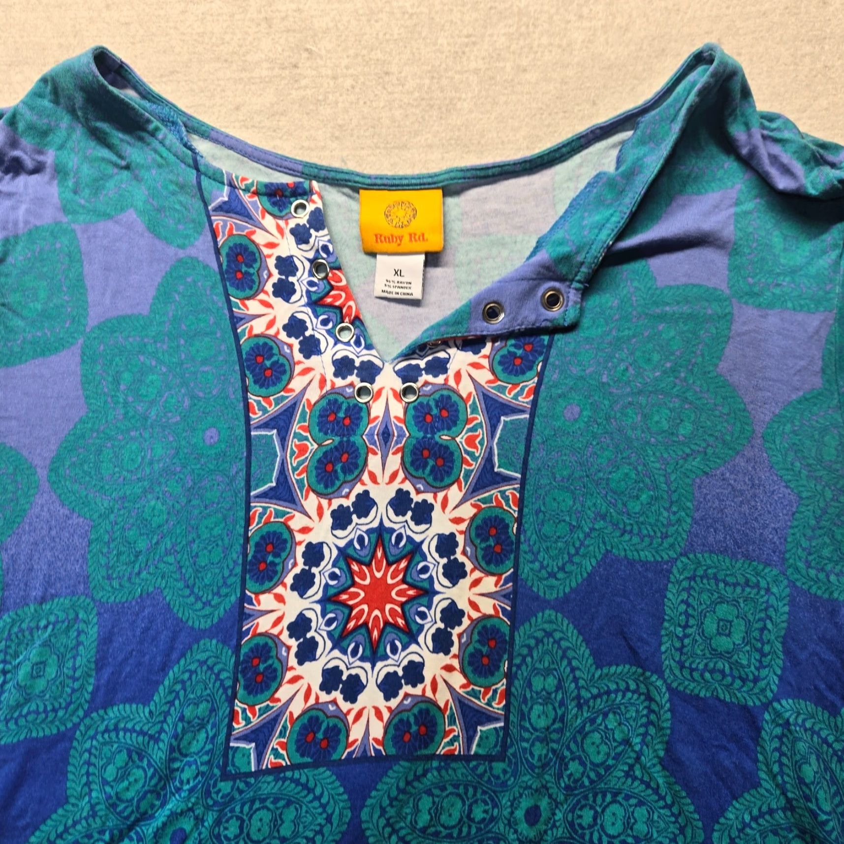 Vintage Ruby Rd Shirt Women's T-Shirt XL Blue 3/4 Sleeve Adult XL Blue Ruby Rd Shirt 3/4 Sleeve Women’s XL Blue Size XL / US 12-14 / IT 48-50 - 2 Thumbnail