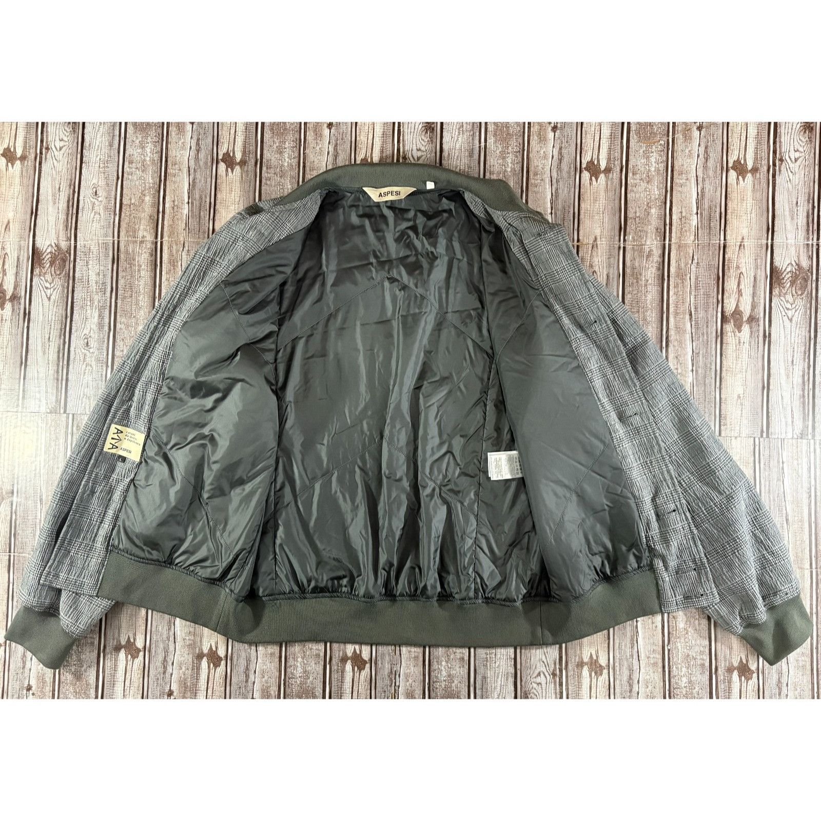Aspesi Aspesi Cotton Check Bomber Jacket size L color grey green ms Size US L / EU 52-54 / 3 - 8 Thumbnail