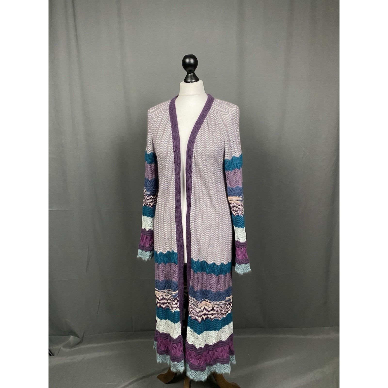 Missoni Missoni Women's Wool Multicolored Long Open Front Knit Cardi Size M / US 6-8 / IT 42-44 - 4 Thumbnail
