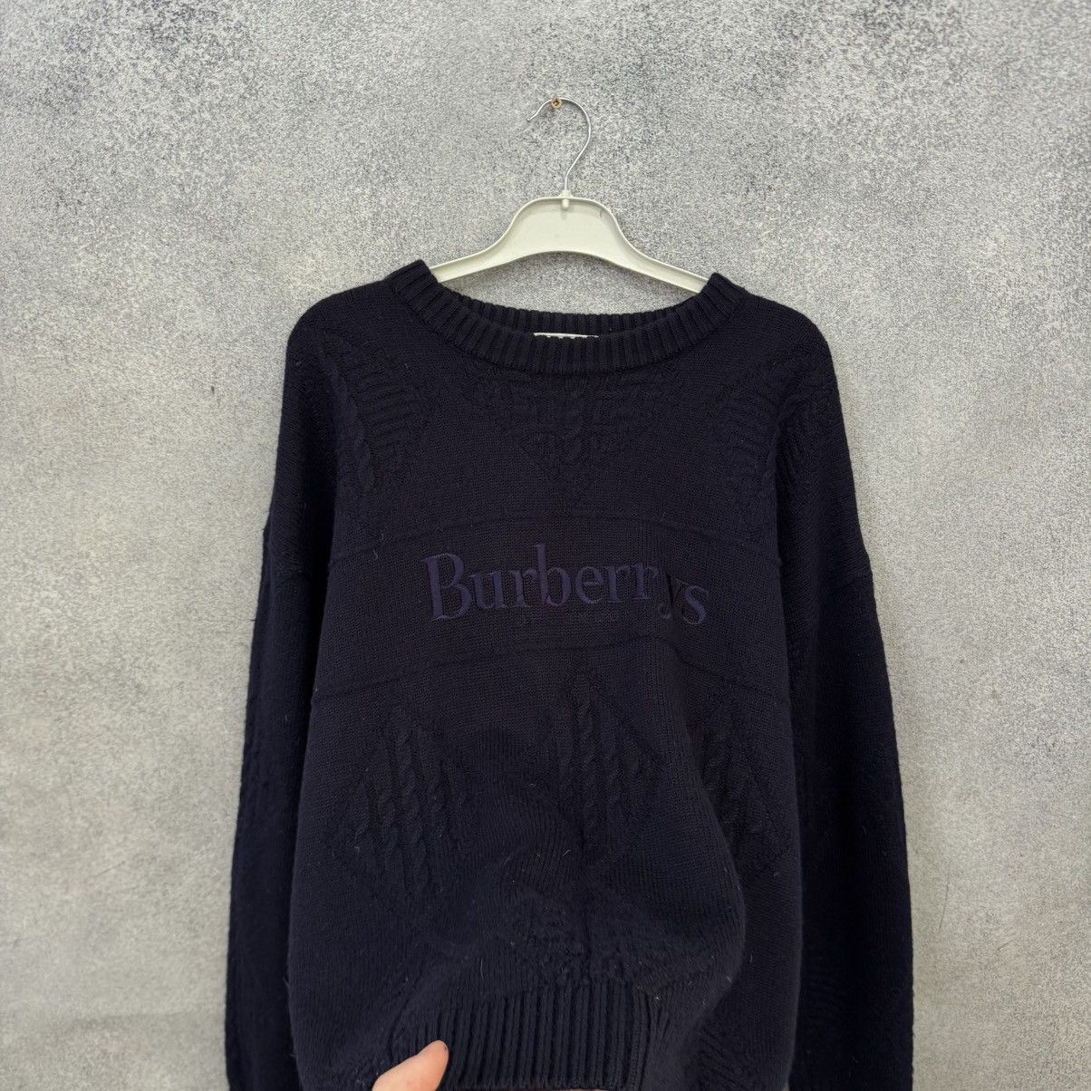 Burberry Vintage Burberrys of london Sweater Big Logo Wool Size US XL / EU 56 / 4 - 3 Thumbnail