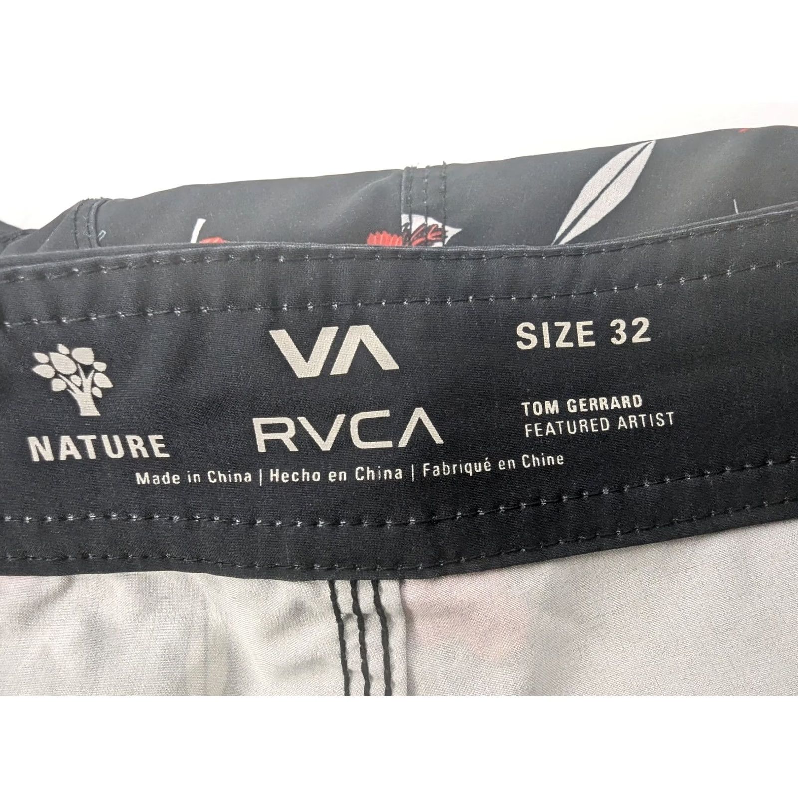 RVCA RVCA Tom Gerrard Nature Board Shorts Swim Trunks Men's Size 32 Beach Vacation Black Polyester Blended Fabric Pockets Drawstring Cotton Size US 32 / EU 48 - 7 Thumbnail
