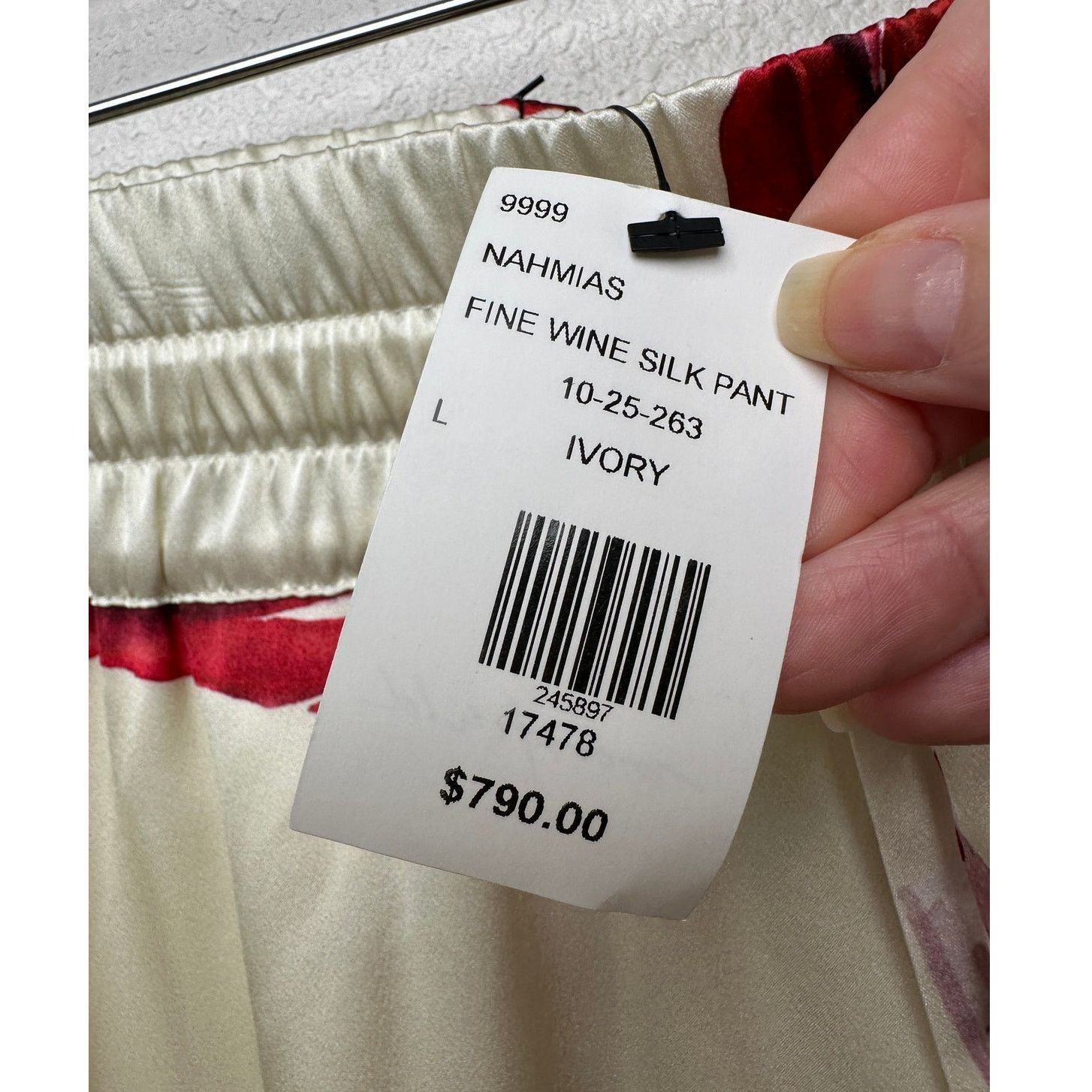 Nahmias Nahmias Silk Pajama Set Wine Glass Print Ivory Cream L Size L / US 10 / IT 46 - 9 Thumbnail