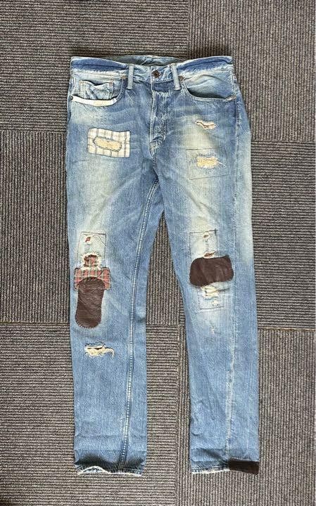 Polo Ralph Lauren POLO RALPH LAUREN Damaged Denim Patchwork Pants Size US 33 - 1 Thumbnail