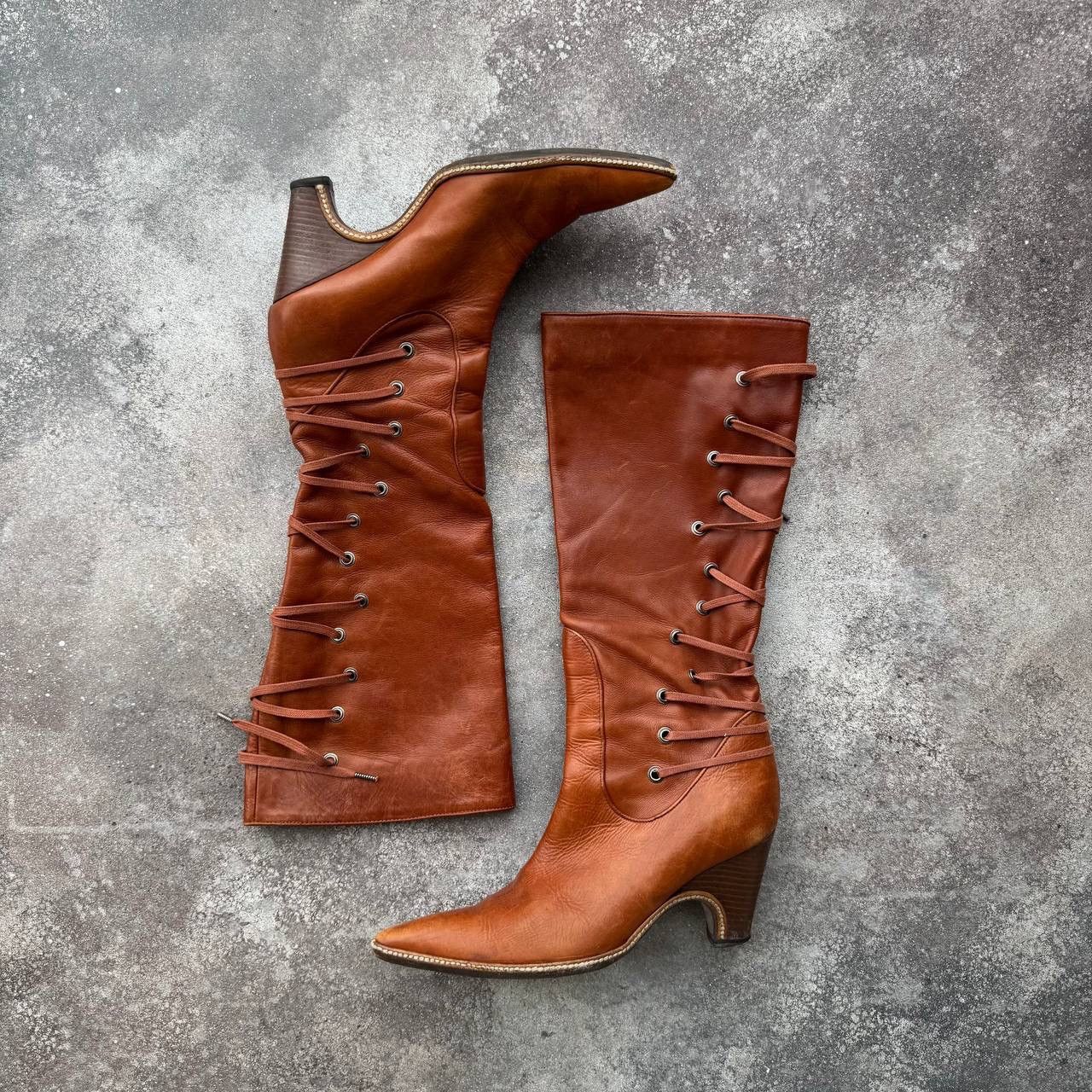 Dries Van Noten × Vintage Dries Van Noten Vero Cucio Vintage Leather Heel Boots Size US 7 / IT 37 - 1 Thumbnail
