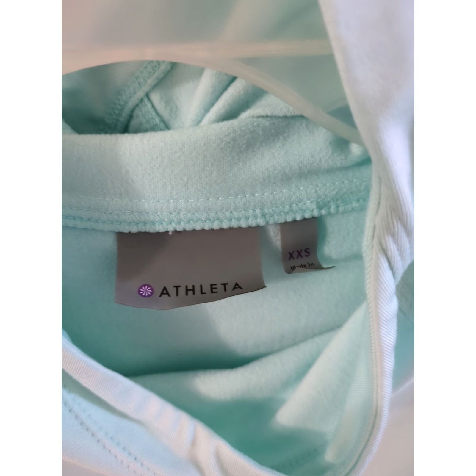 Athleta Athleta Hoodie Aqua Green Striated Stowe Hooded Sweatshirt XXS Women's Activewear Pullover Hooded Sweatshirt Lightweight Zip Pocket Logo Size XXS / US 00 / IT 34 - 3 Thumbnail