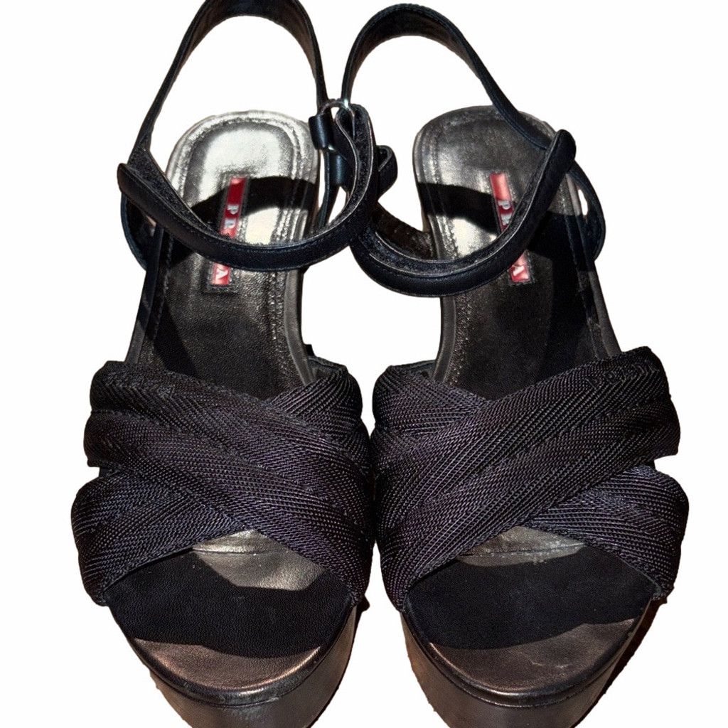Prada Prada Vintage Criss Cross Nylon Platform Sandal | Sz 38/7W Size US 7.5 / IT 37.5 - 2 Thumbnail