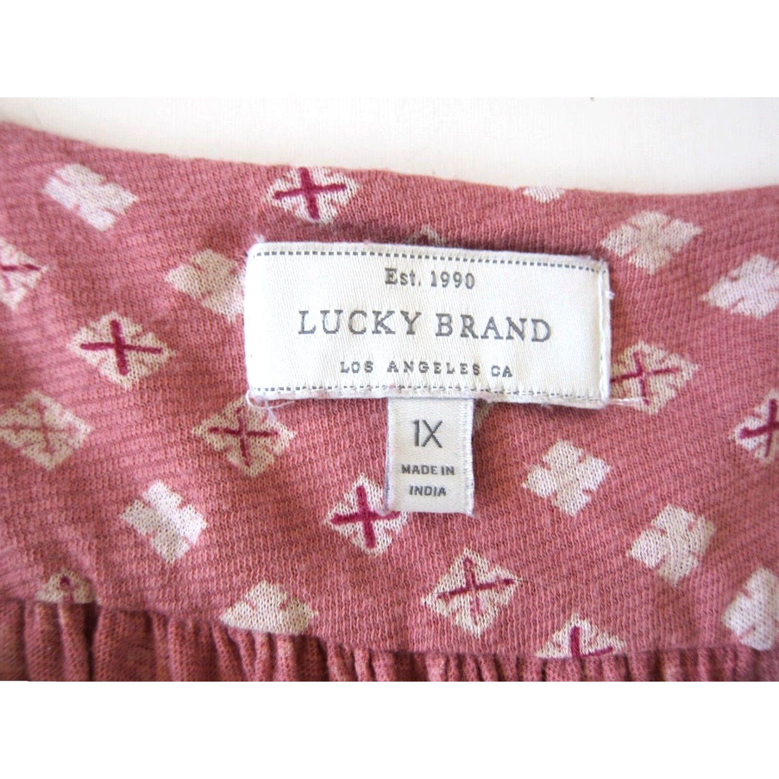 Lucky Brand Lucky Brand Tunic Women 1X Pink Blue Floral Cotton Stretch Long Sleeve Blouse Size XL / US 12-14 / IT 48-50 - 4 Thumbnail