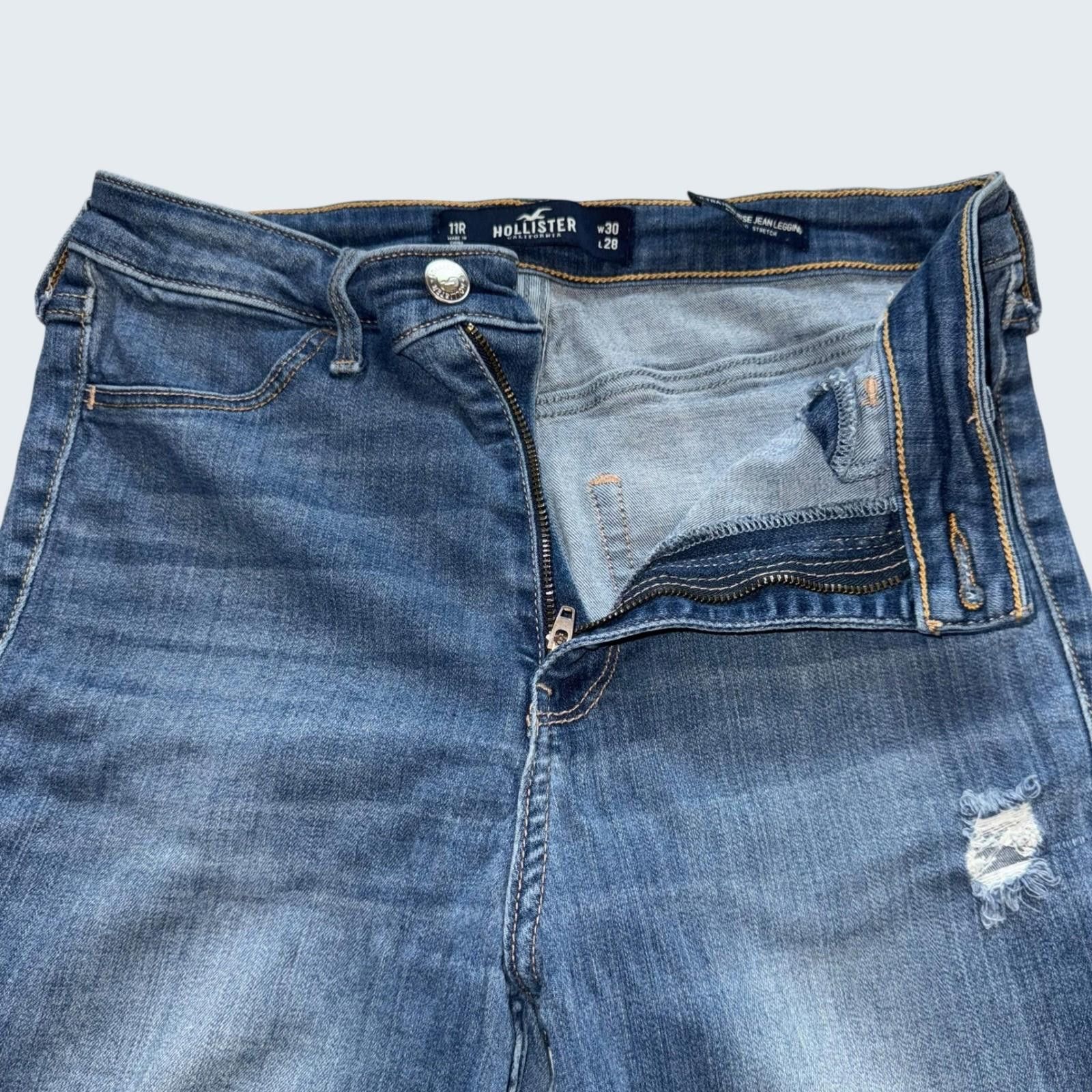 Hollister Hollister Ultra High Rise W30 L28 Distressed Blue Skinny Size 30" / US 8 / IT 44 - 4 Thumbnail