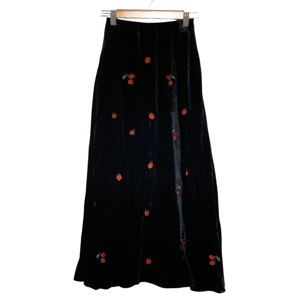 Other Other Tsuru by Mariko Oikawa Strawberry Embroidered Velvet Skirt Textile Skirts SK-2203440 DUTY FREE for USA Size ONE SIZE - 1 Thumbnail