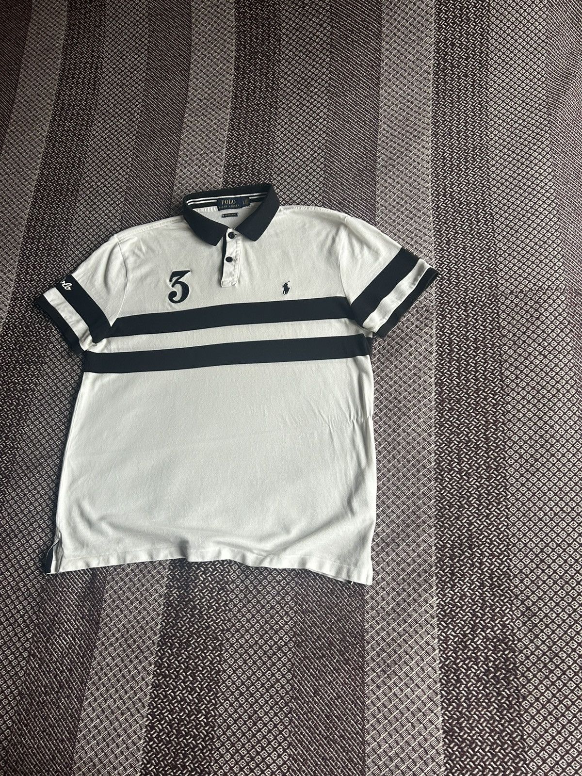 Polo Ralph Lauren Polo Ralph Lauren Polo Shirt Large White 3 Striped Logo Size US L / EU 52-54 / 3 - 2 Thumbnail