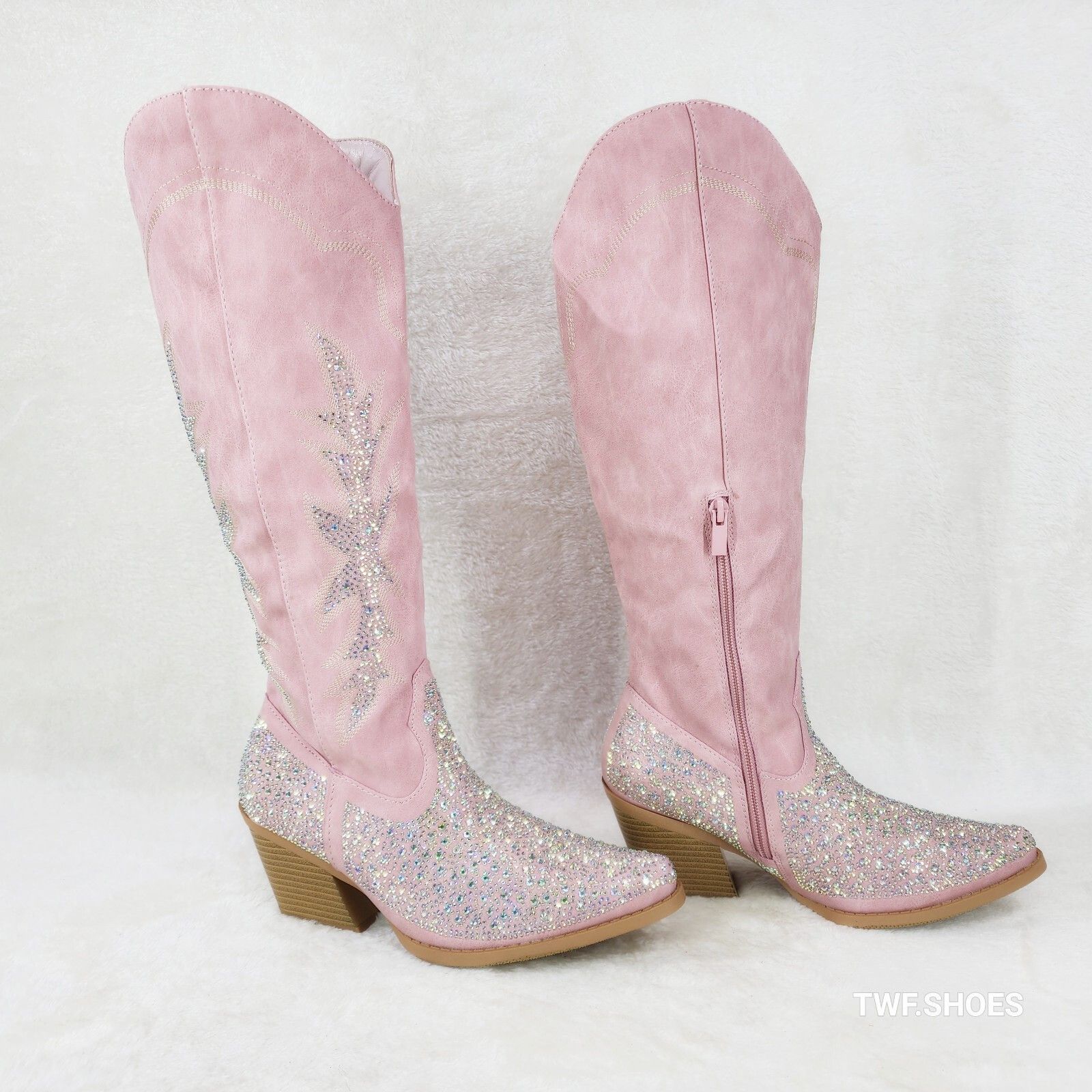 Other Annie Pink Leatherette With Rhinestones Country Glam Western Size US 9 / IT 39 - 9 Thumbnail