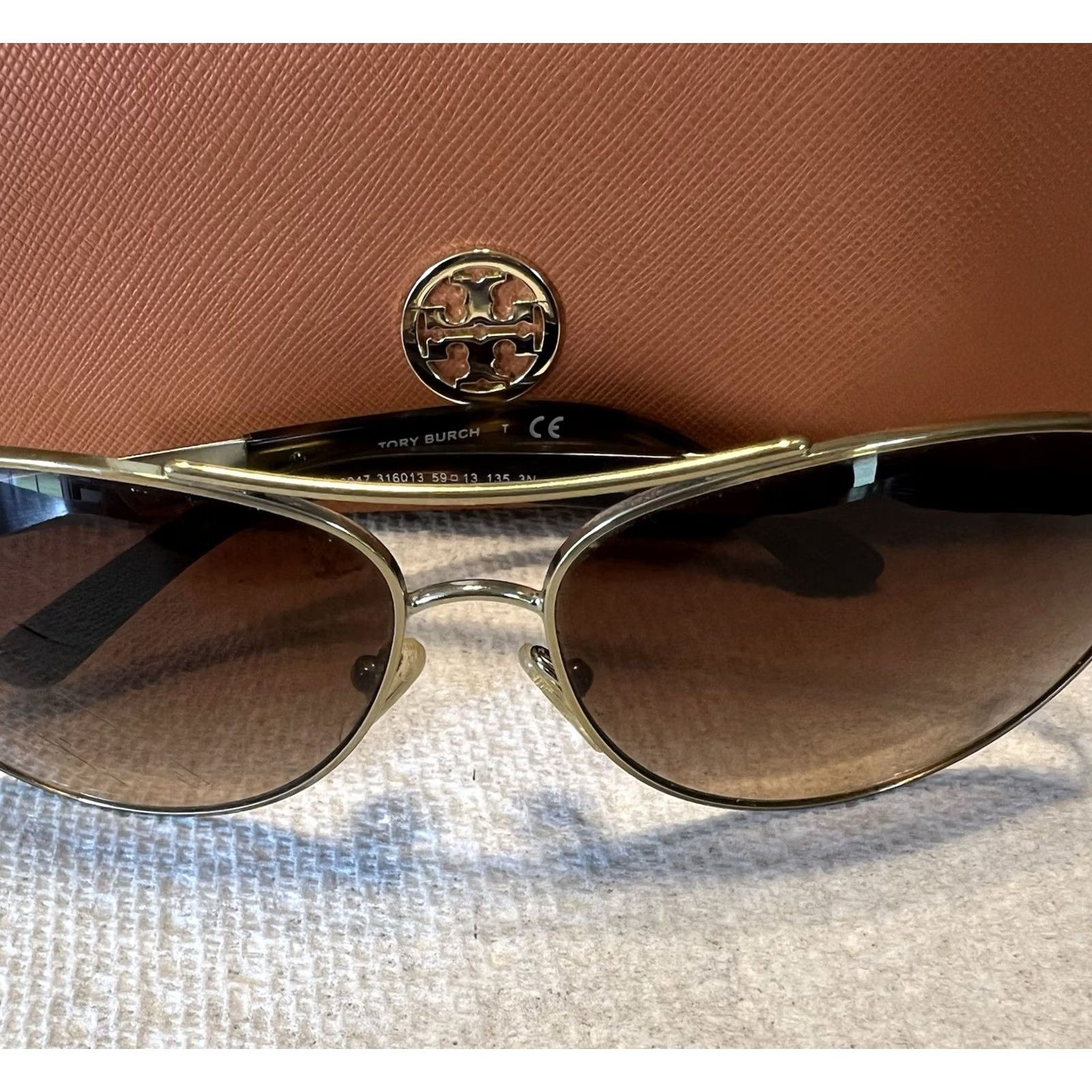 Tory Burch Tory Burch Aviator Gold Sunglasses Brown Frames Only Size ONE SIZE - 4 Thumbnail