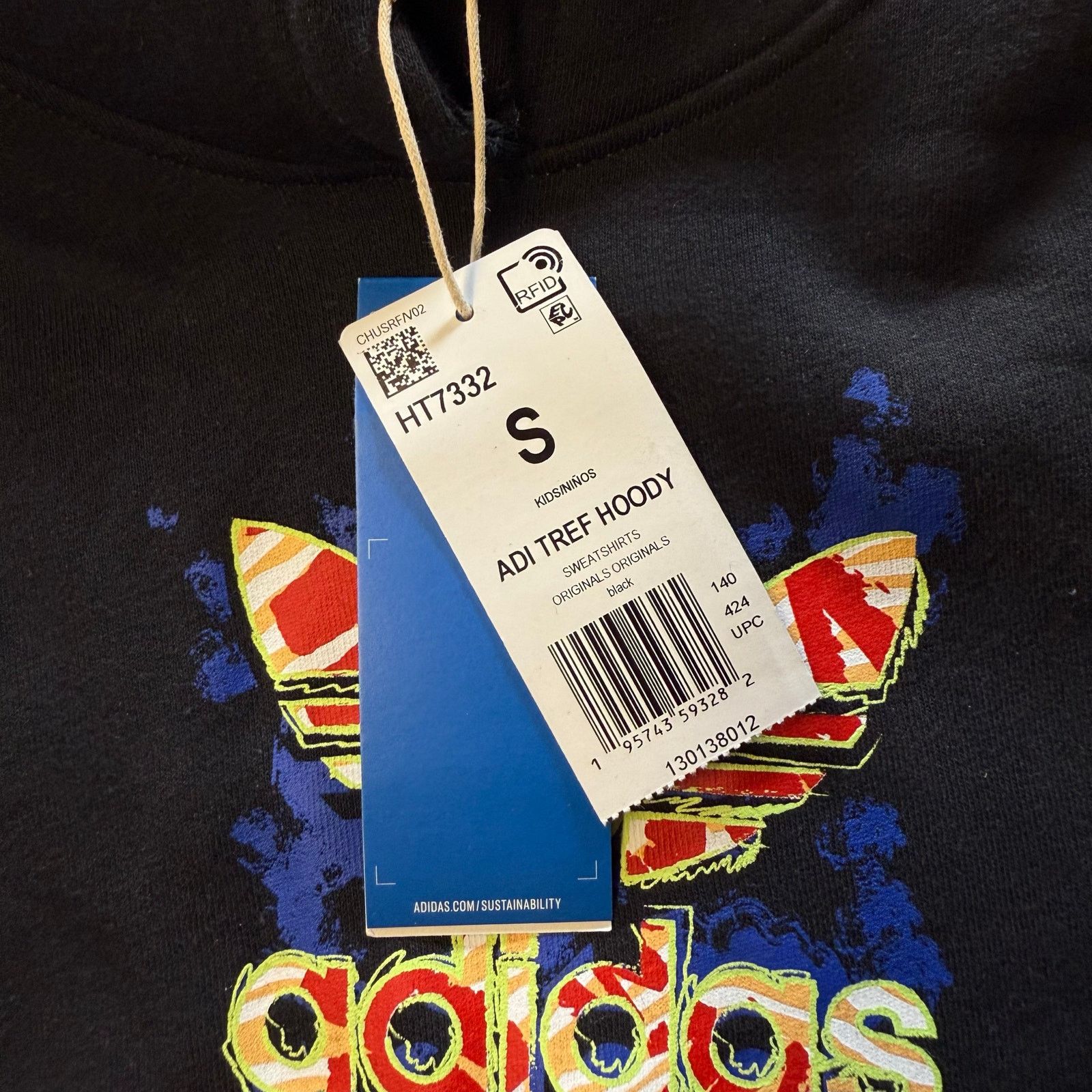 Adidas Adidas Trefoil Hoodie Black/Multicolor Size Small Youth Size S / US 4 / IT 40 - 10 Thumbnail